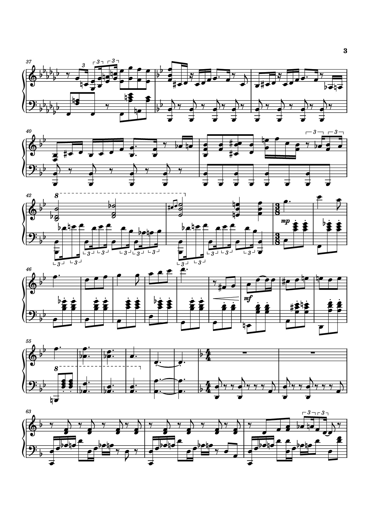 Page 3 of the piano sheet music PDF Piano – Furina All the World