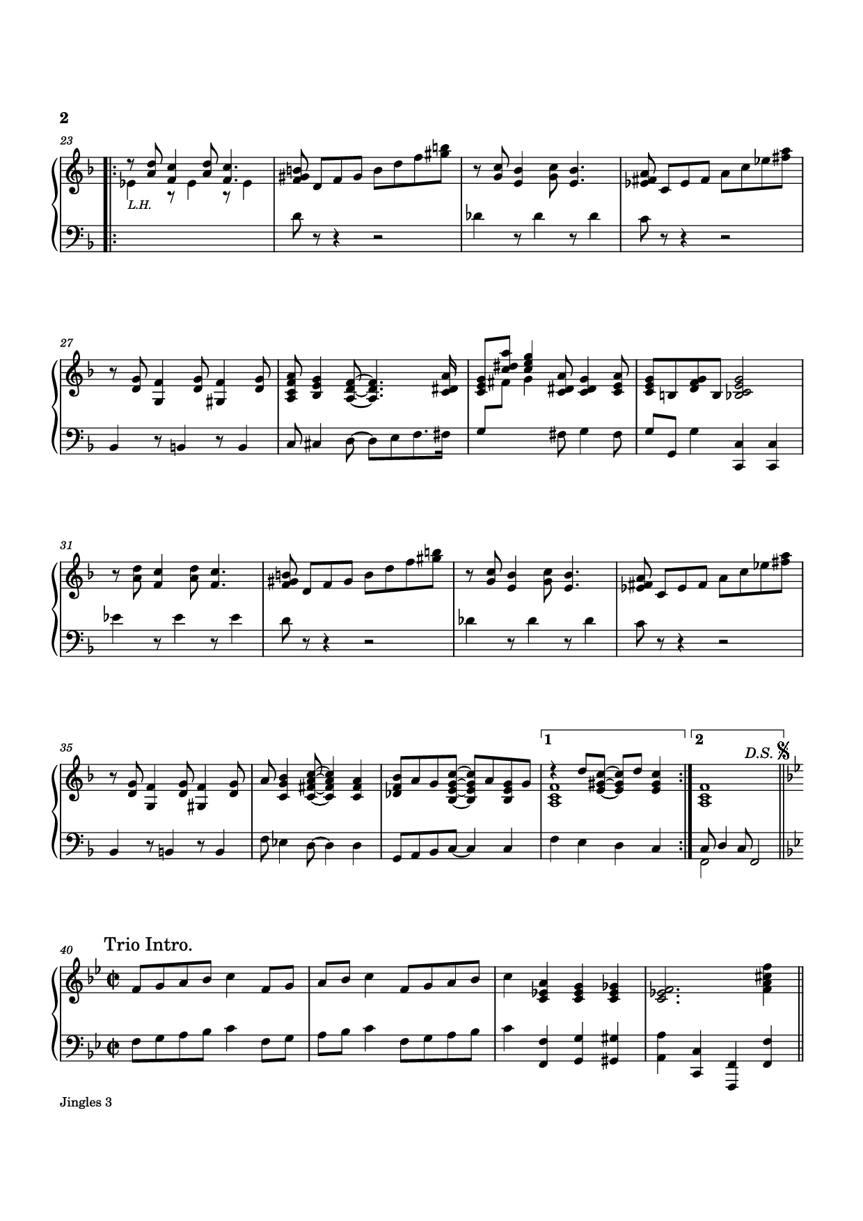 Page 2 of the piano sheet music PDF Piano – JINGLES Piano by JAS. P. JOHNSON