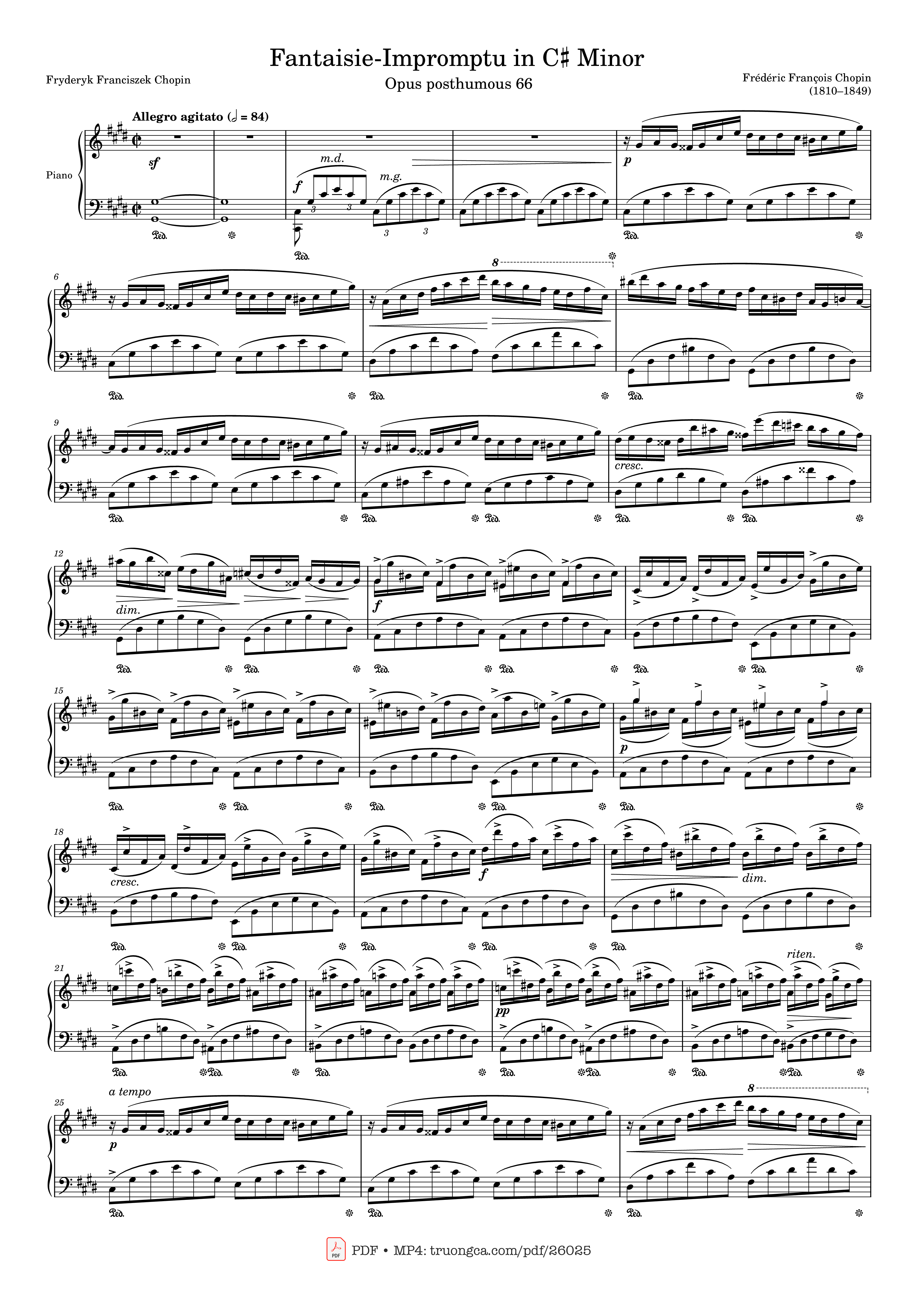 Page 1 of the piano sheet music PDF Piano – Fantaisie-Impromptu in C♯ Minor Piano by Frédéric François Chopin