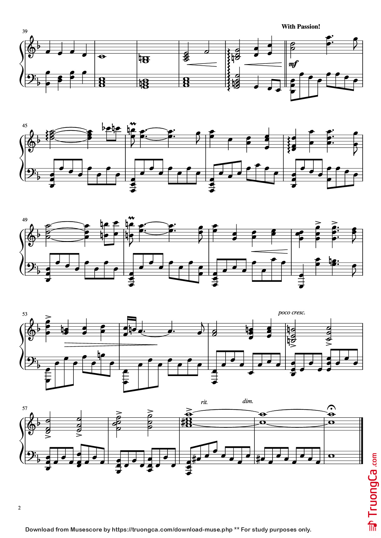 Page 2 of the piano sheet music PDF Piano – I Was Lost Without You Piano by Sam Hulick
