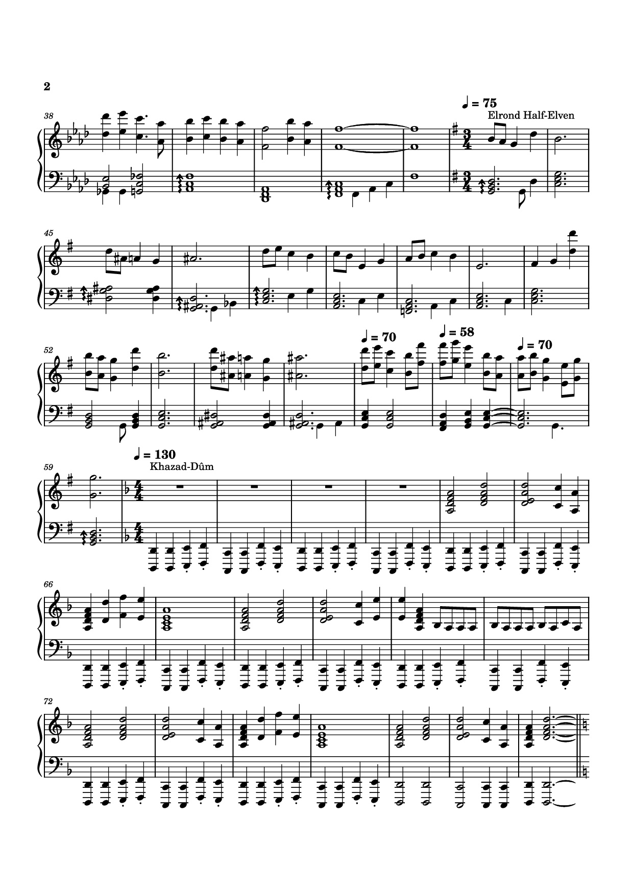 Page 2 of the piano sheet music PDF Piano – The Lord of the Rings: The Rings of Power Medley Piano by Bear McCreary