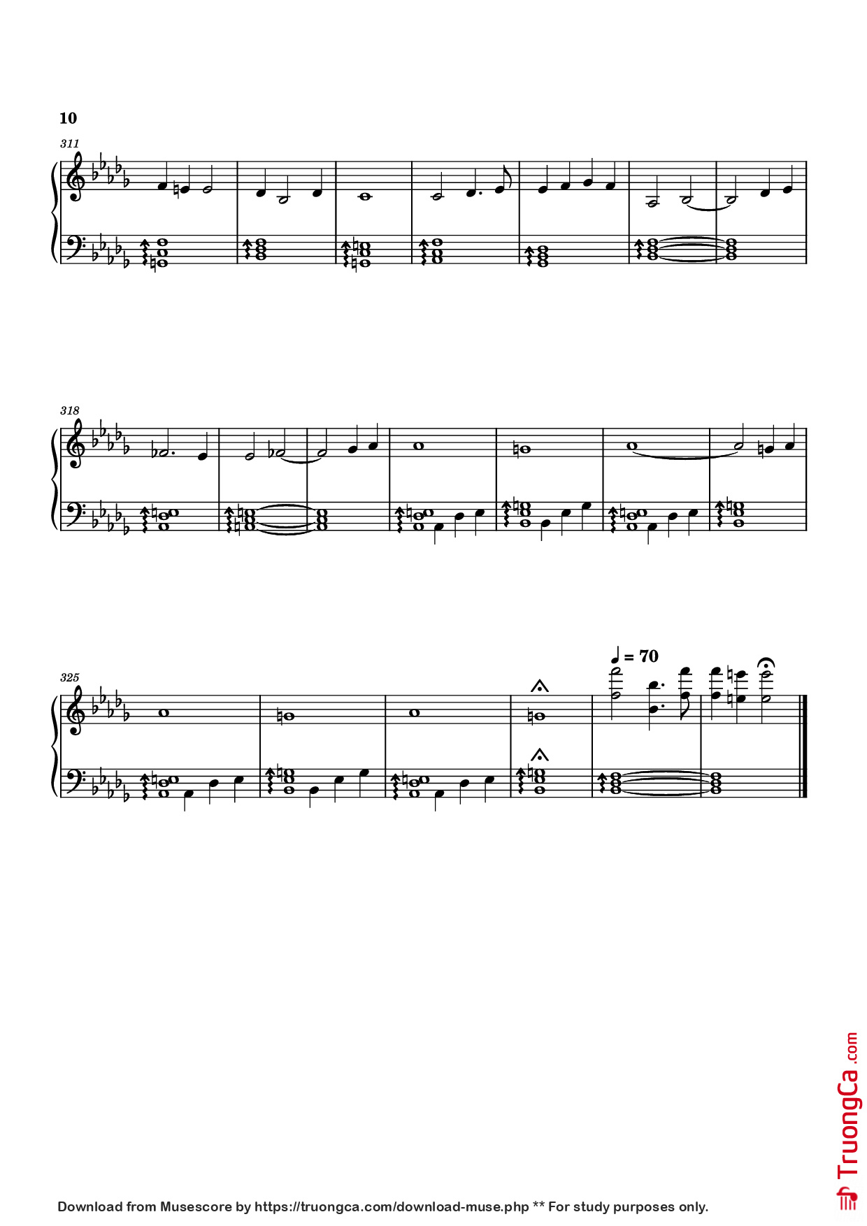 Page 10 of the piano sheet music PDF Piano – The Lord of the Rings: The Rings of Power Medley Piano by Bear McCreary