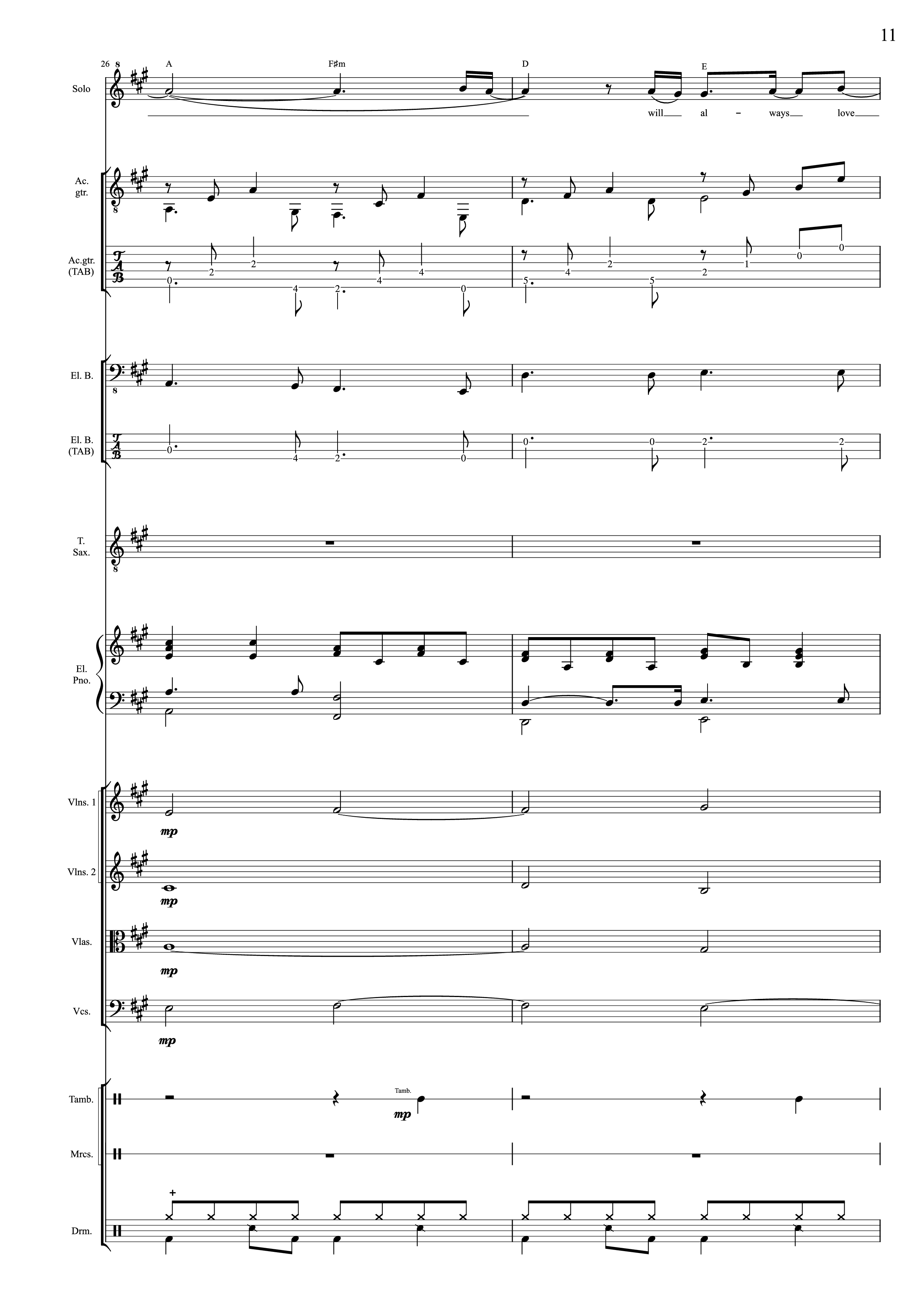 Page 11 of the piano sheet music PDF – I Will Always Love You (Choral orchestral) by D. Parton