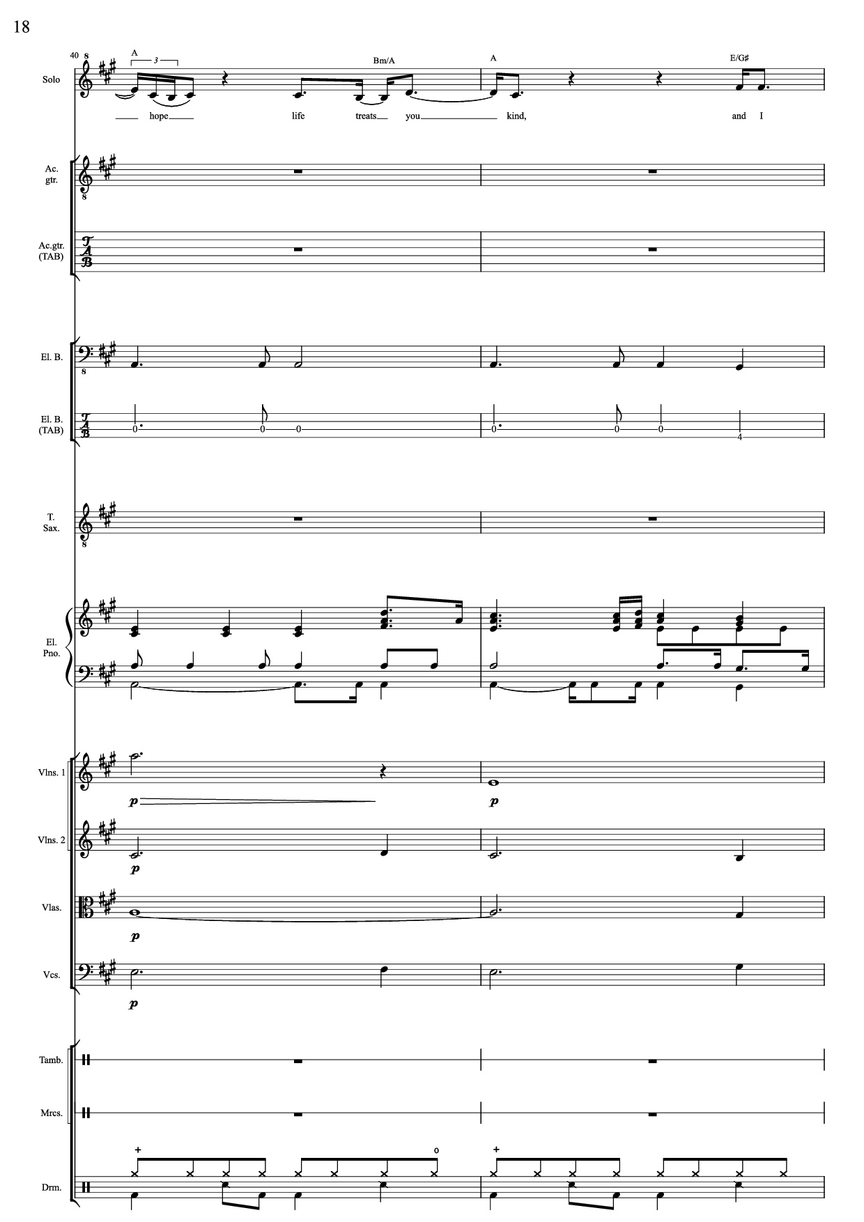 Page 18 of the piano sheet music PDF – I Will Always Love You (Choral orchestral) by D. Parton