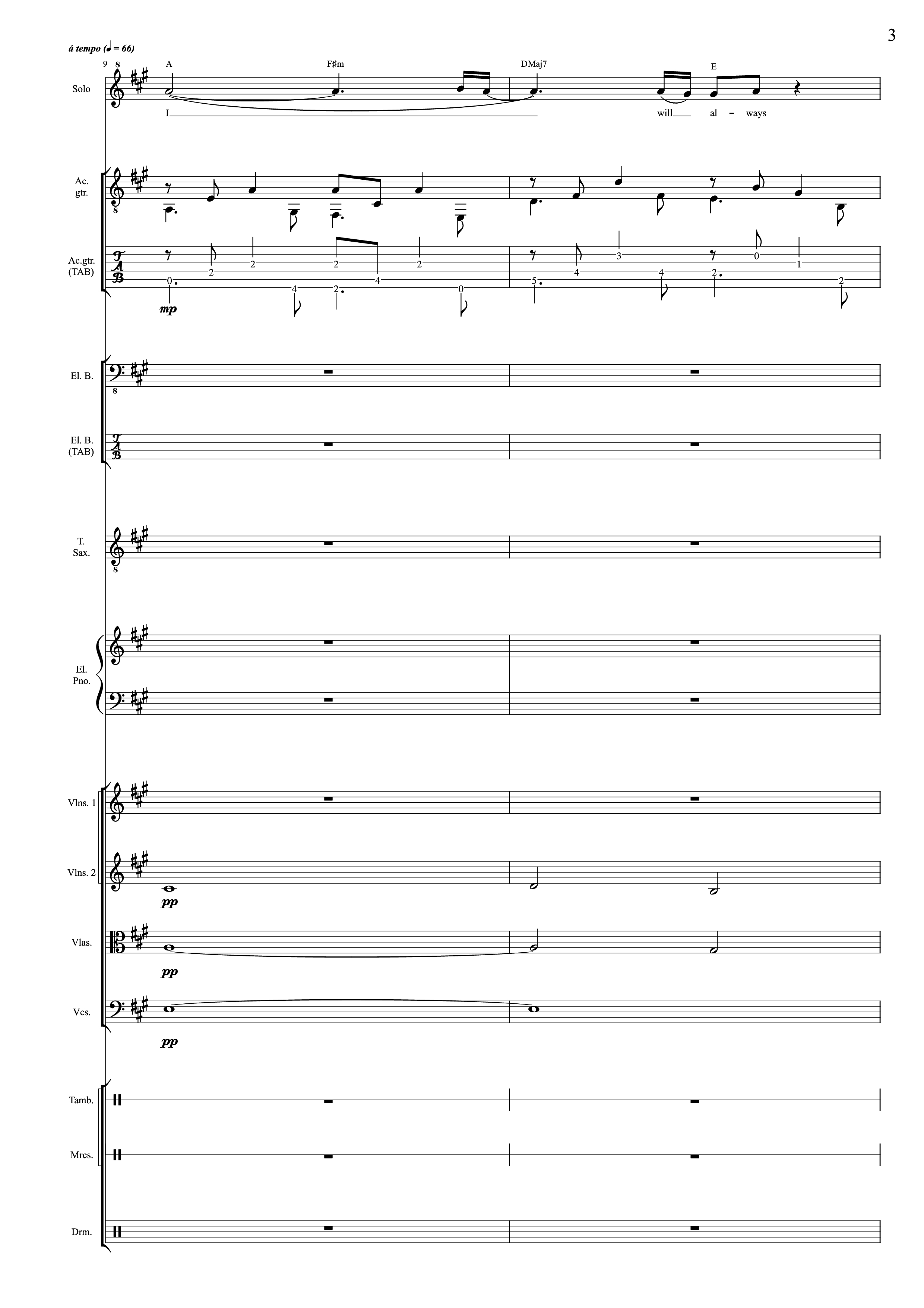 Page 3 of the piano sheet music PDF – I Will Always Love You (Choral orchestral) by D. Parton