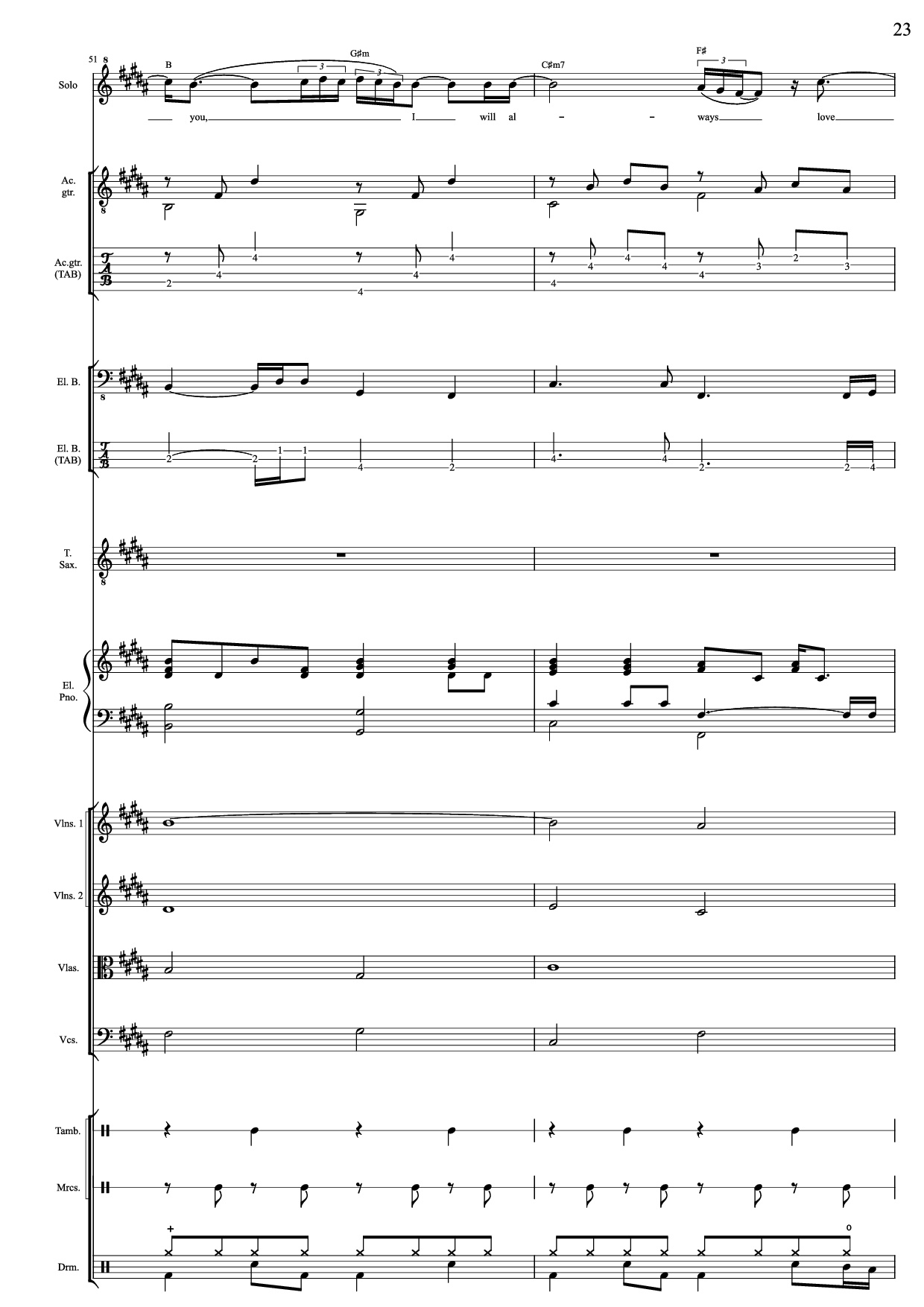 Page 23 of the piano sheet music PDF – I Will Always Love You (Choral orchestral) by D. Parton