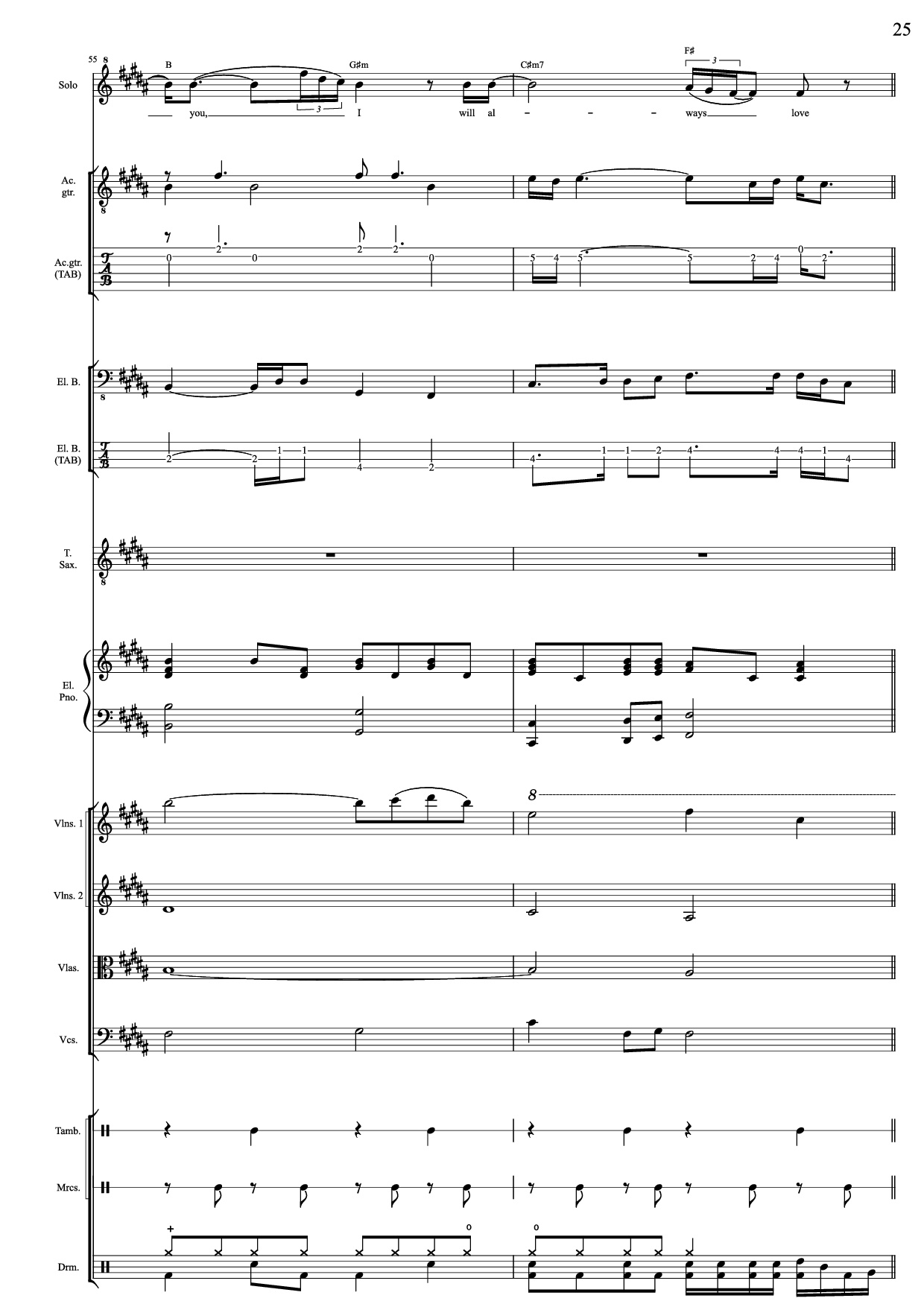 Page 25 of the piano sheet music PDF – I Will Always Love You (Choral orchestral) by D. Parton