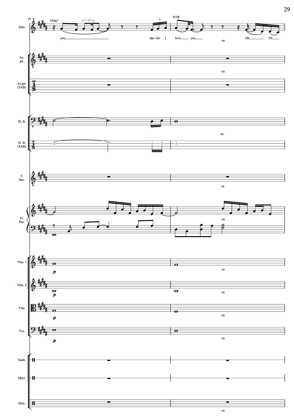 Page 29 of the piano sheet music PDF – I Will Always Love You (Choral orchestral) by D. Parton