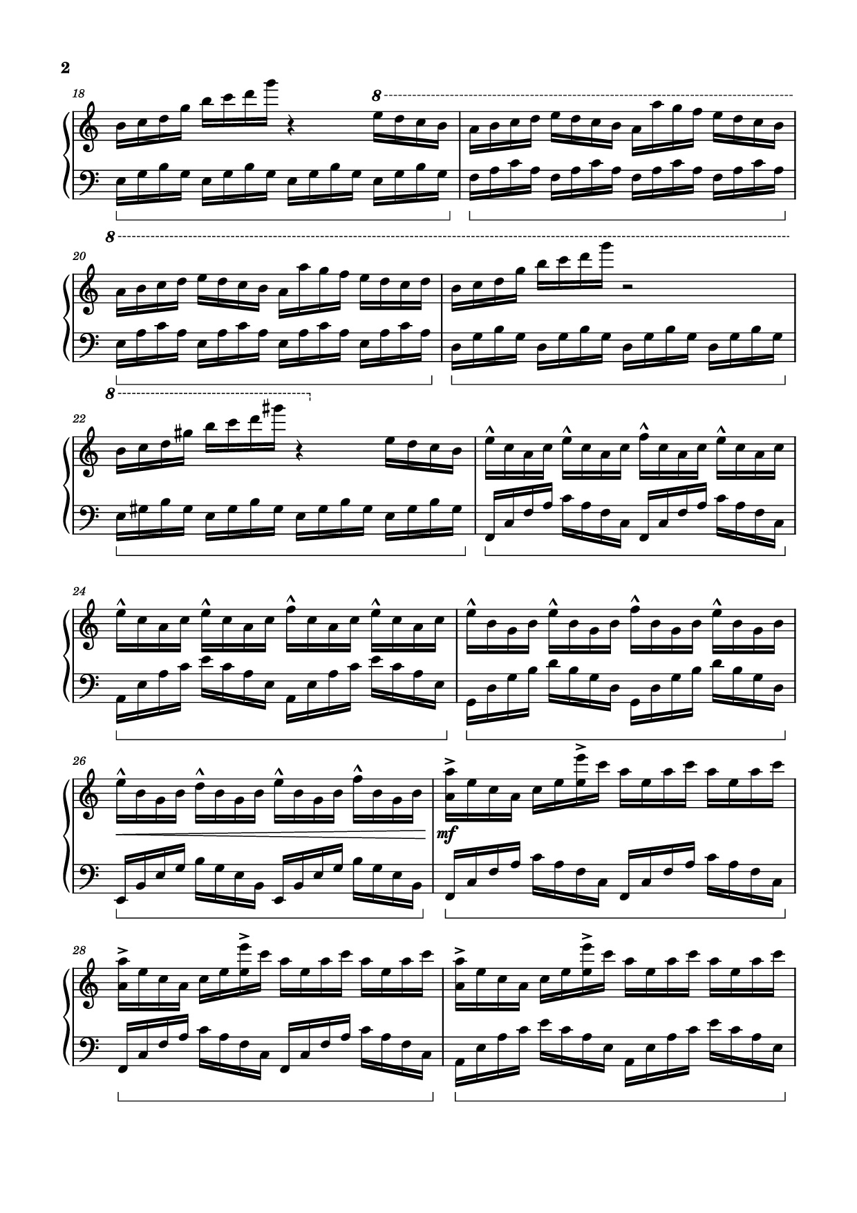 Page 2 of the piano sheet music PDF Piano – The Interstellar Experience Piano by Tony Ann