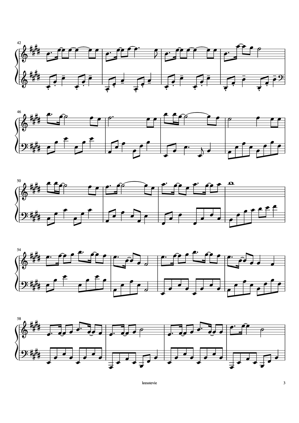Page 3 of the piano sheet music PDF Piano – Laskar Pelangi Piano by Arr. by leesstevie