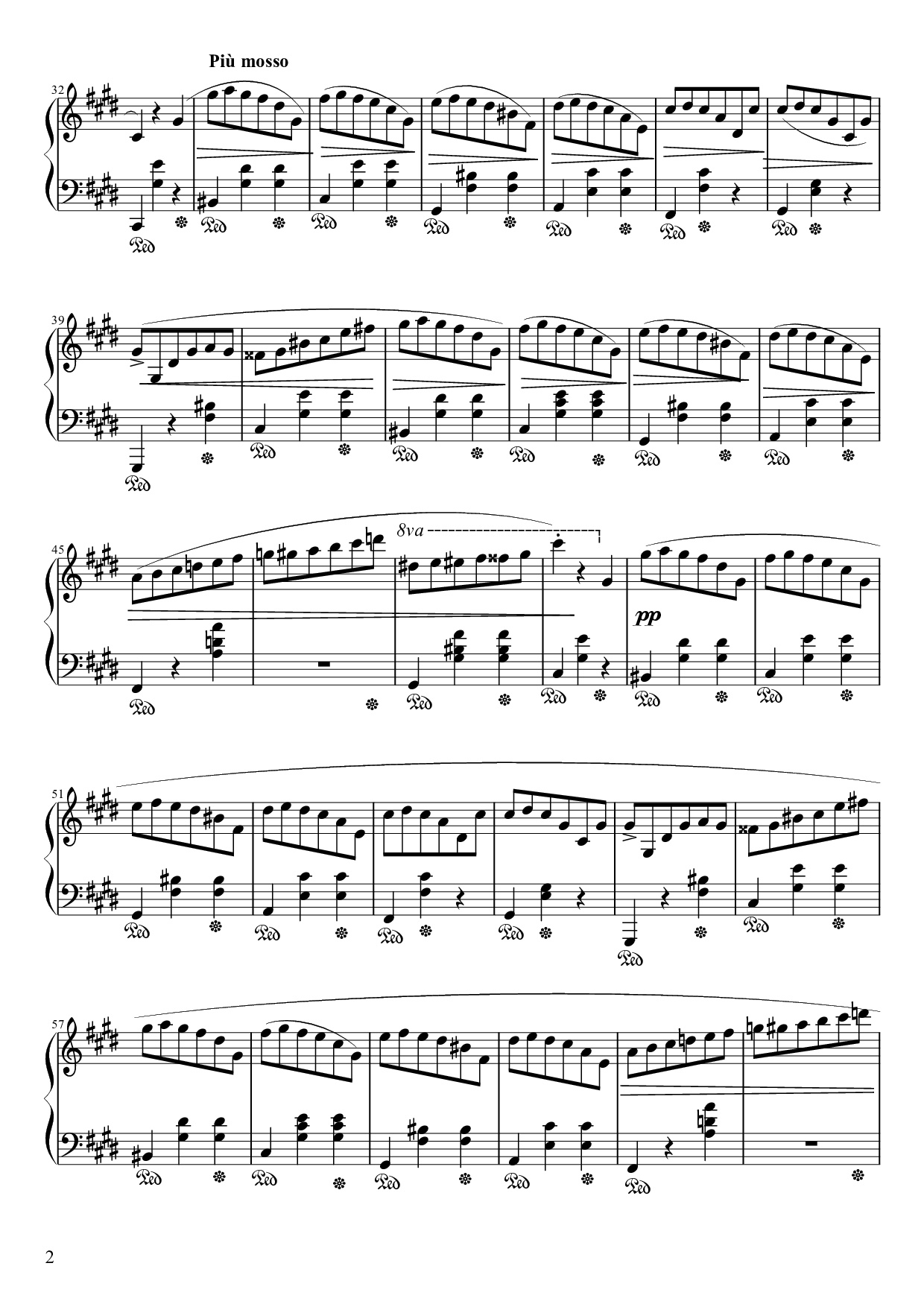 Page 2 of the piano sheet music PDF Piano – Waltz in C♯ Minor Piano by Frédéric François Chopin