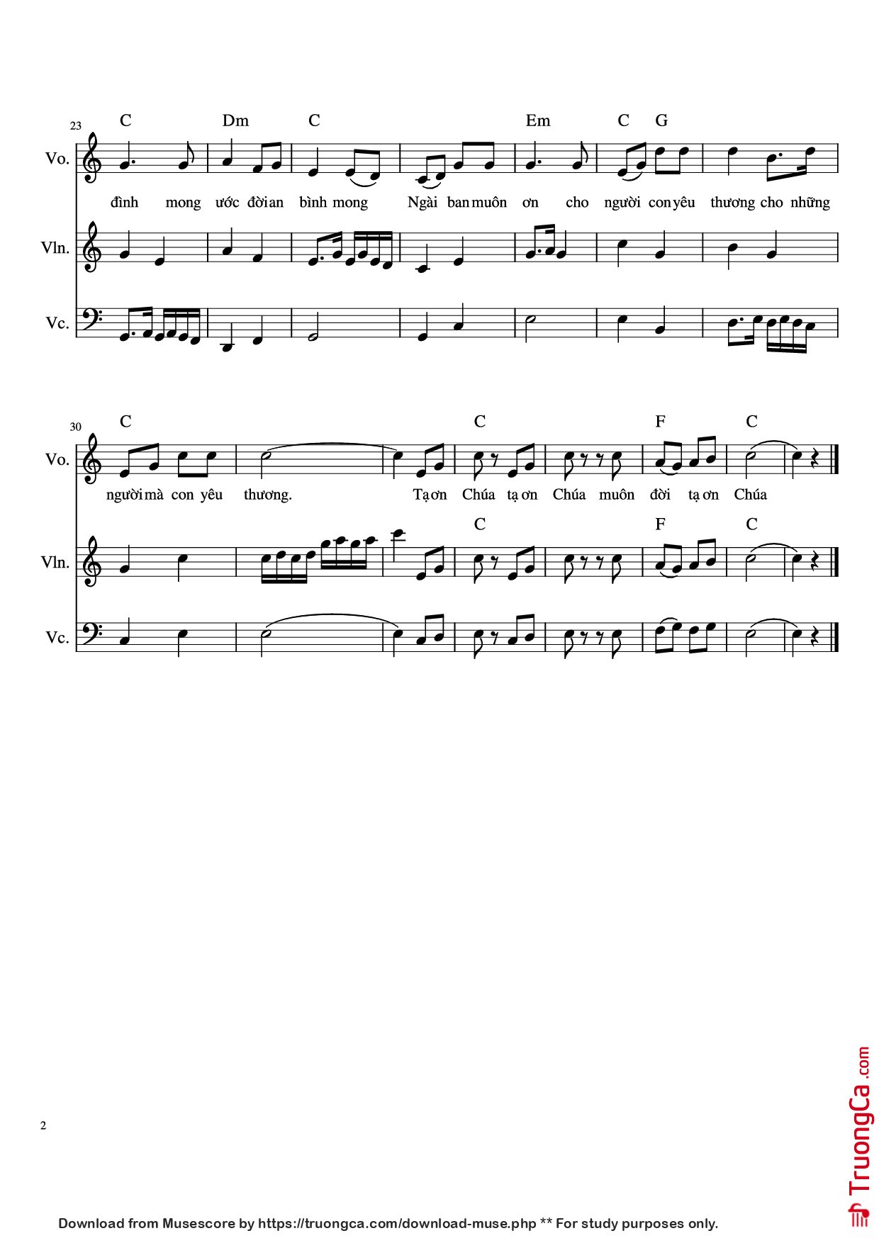 Page 2 of the piano sheet music PDF – Đầu Xuân Cầu Cho Gia Đình đệm hát by Phanxicô