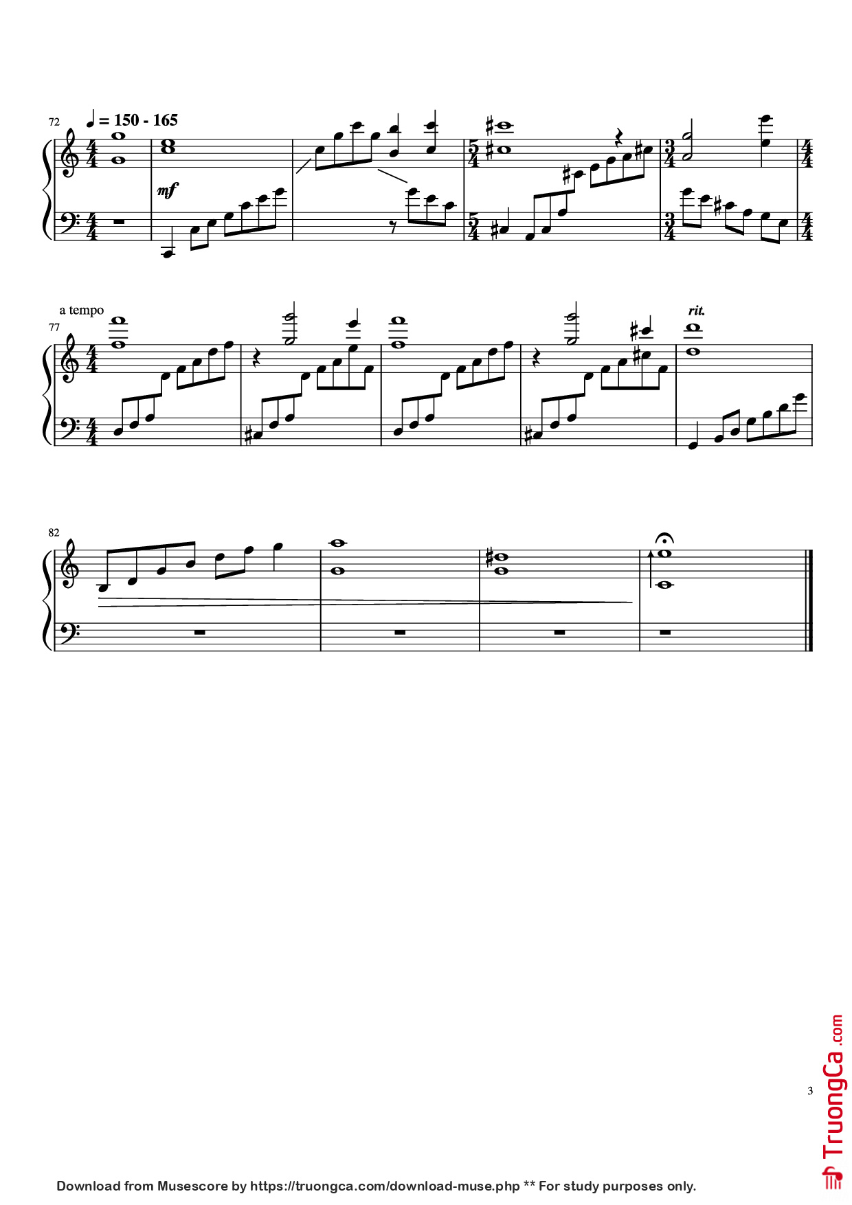 Page 3 of the piano sheet music PDF Piano – DUET (Solo Piano) by Pedro Silva