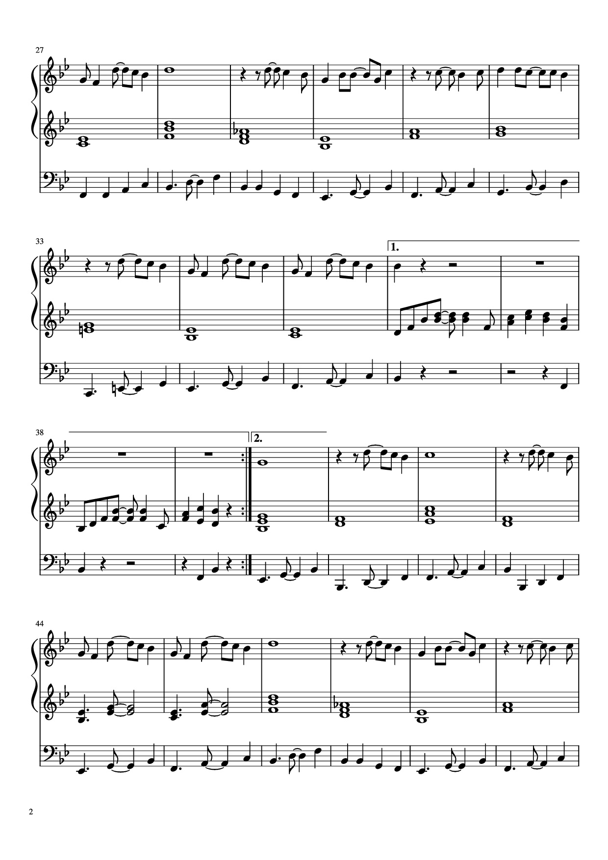 Page 2 of the piano sheet music PDF Piano – Under the Sea Piano by Music by Alan Menken Lyrics by Howard Ashman