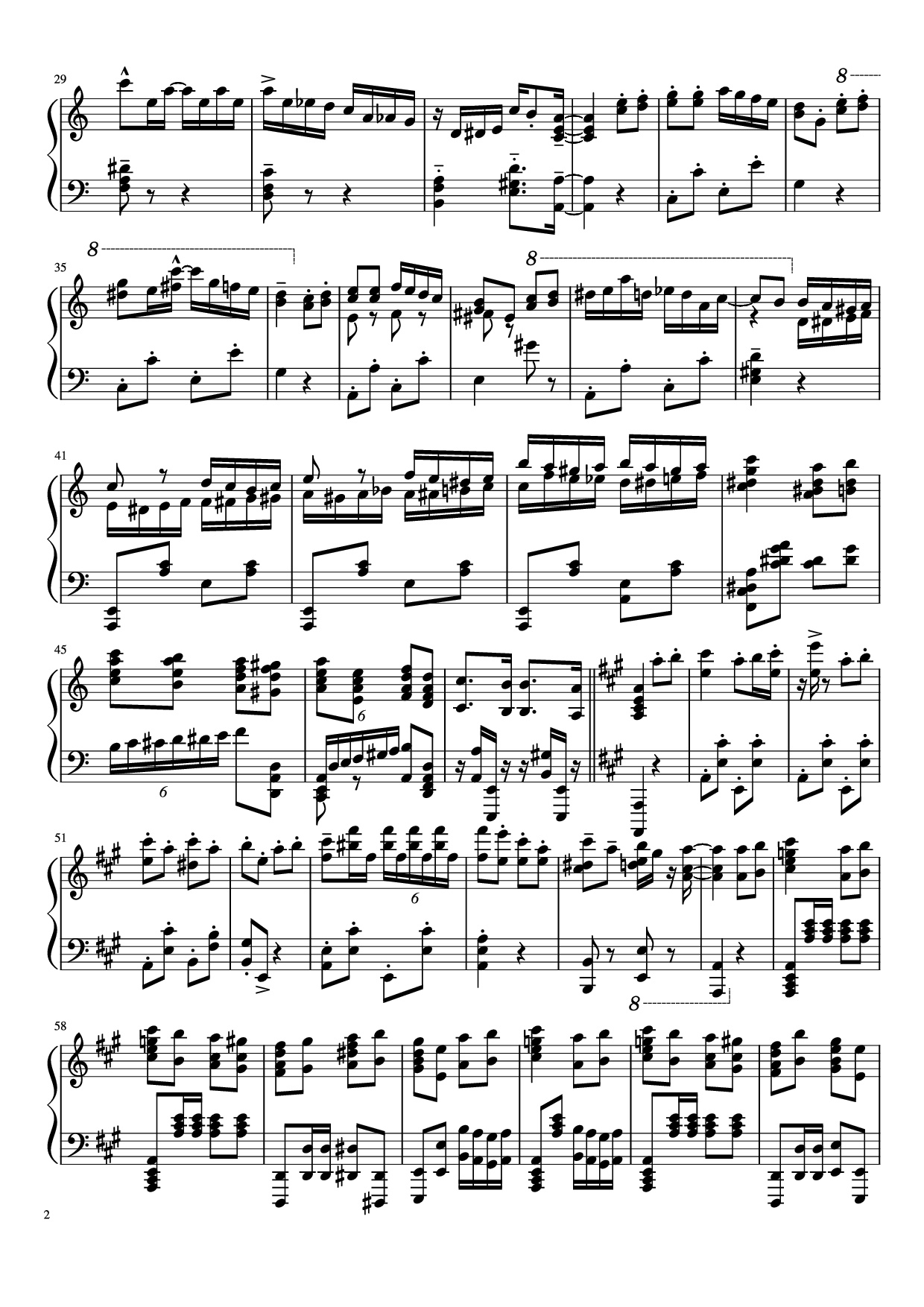 Page 2 of the piano sheet music PDF Piano – Turkish March by Yuja Piano by Kyoko Akatsuka