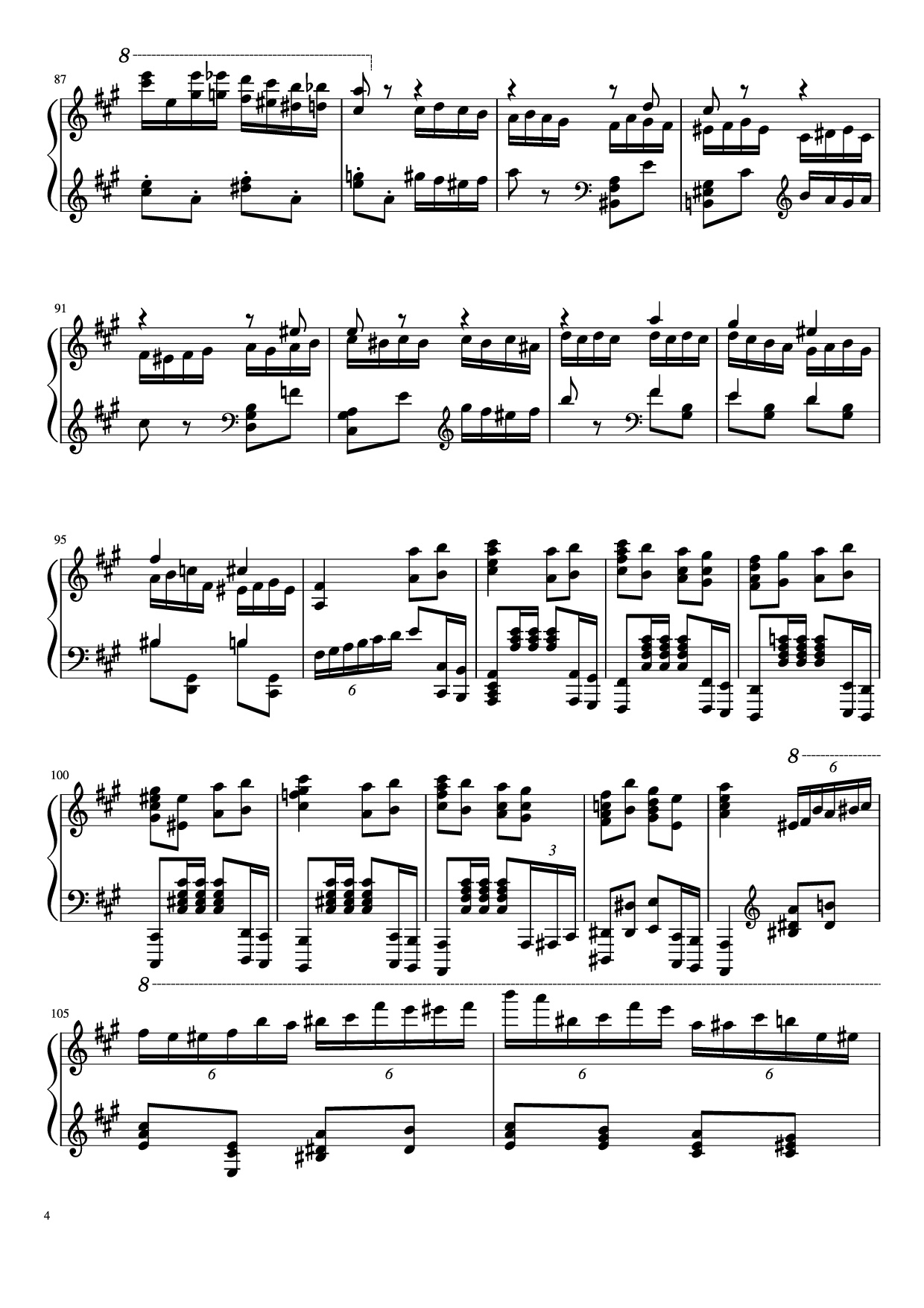 Page 4 of the piano sheet music PDF Piano – Turkish March by Yuja Piano by Kyoko Akatsuka