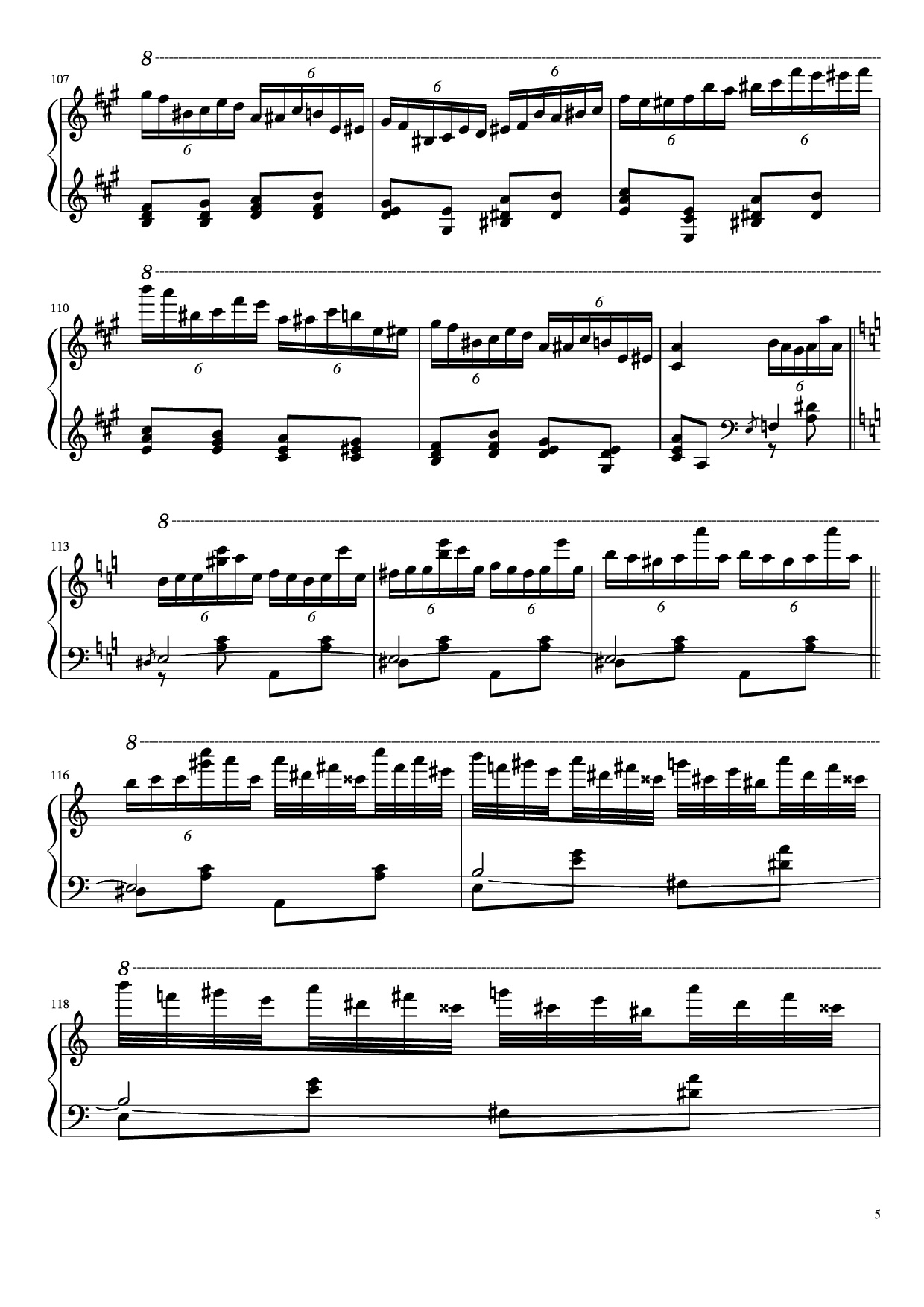 Page 5 of the piano sheet music PDF Piano – Turkish March by Yuja Piano by Kyoko Akatsuka