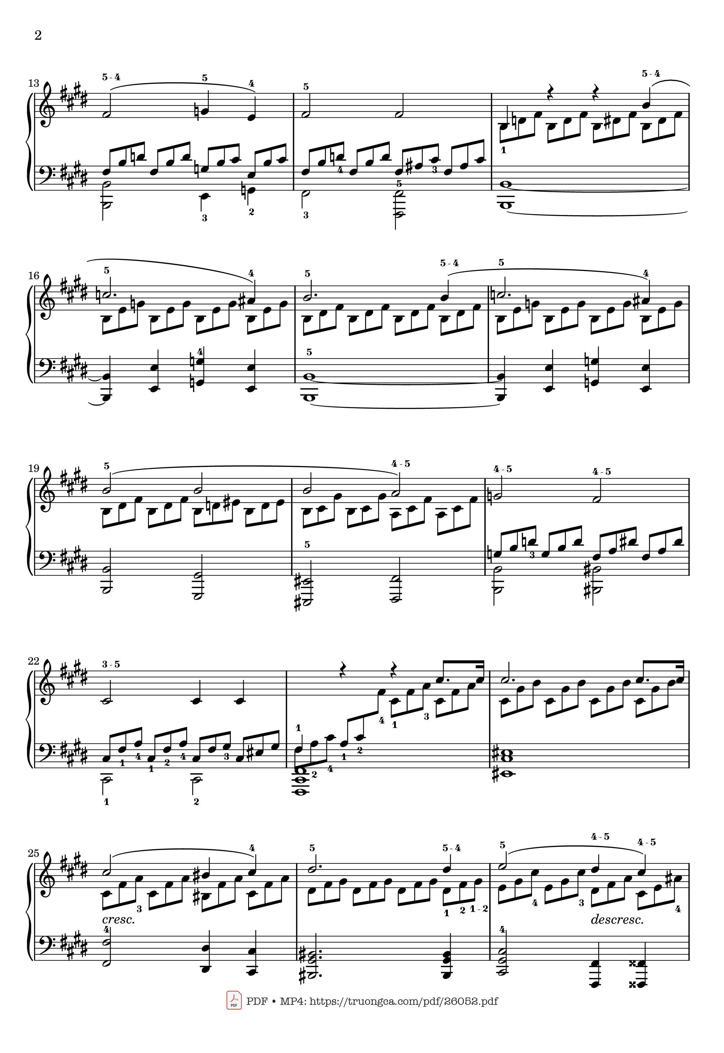 Page 2 of the piano sheet music PDF – Sonata No. 14, Moonlight 1st Movement (With Fingering) by Ludwig van Beethoven