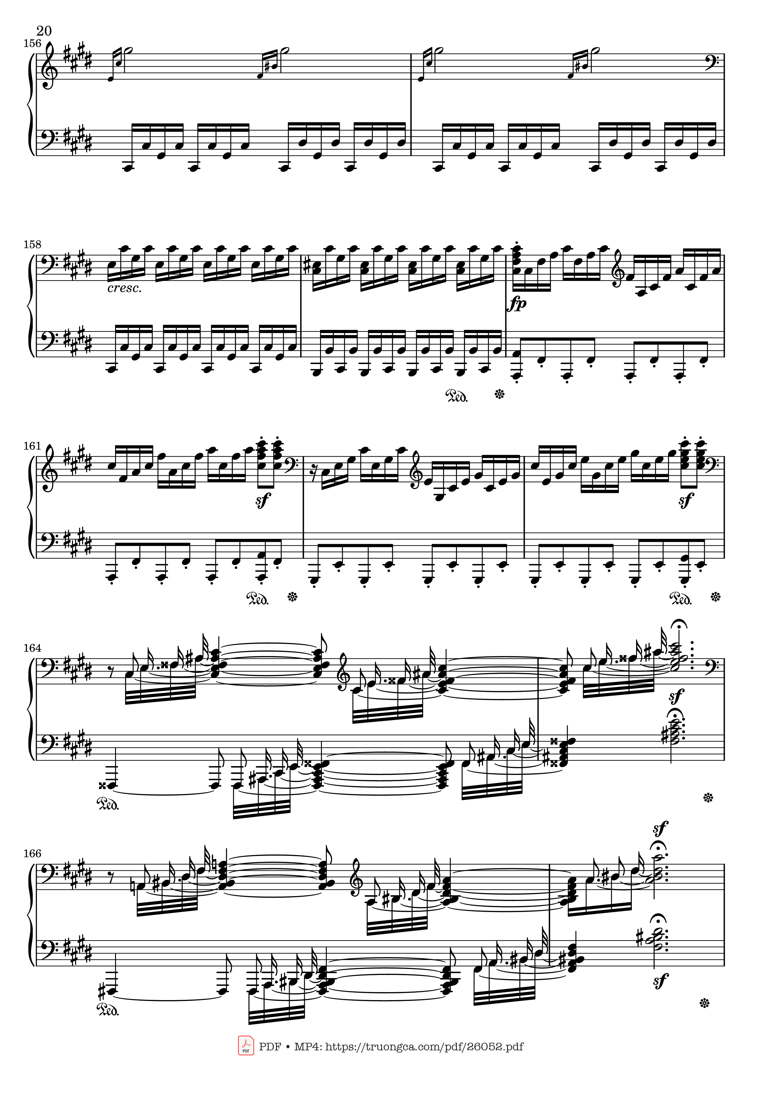 Page 20 of the piano sheet music PDF – Sonata No. 14, Moonlight 1st Movement (With Fingering) by Ludwig van Beethoven