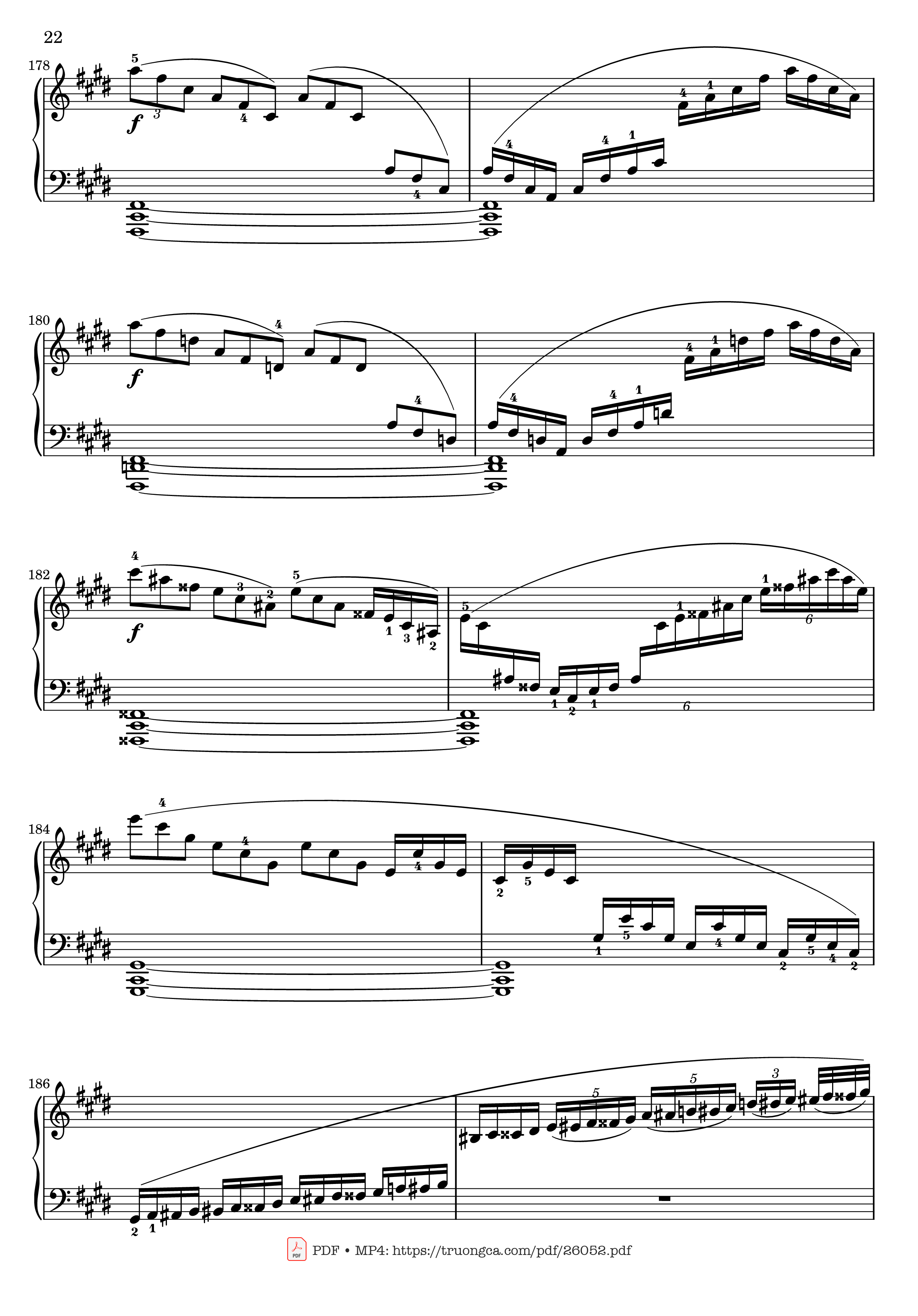 Page 22 of the piano sheet music PDF – Sonata No. 14, Moonlight 1st Movement (With Fingering) by Ludwig van Beethoven