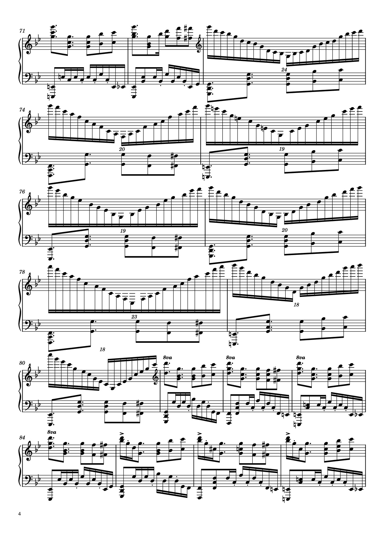Page 4 of the piano sheet music PDF Piano – Mission Impossible Theme Piano by Comp. by Lalo Schifrin