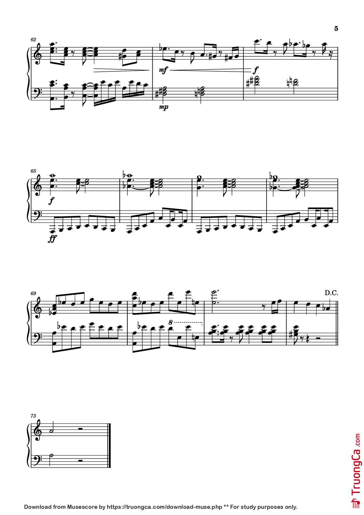 Page 5 of the piano sheet music PDF Piano – Attack of the Killer Queen Piano by Toby Fox, Lena Raine, Marcy Nabors