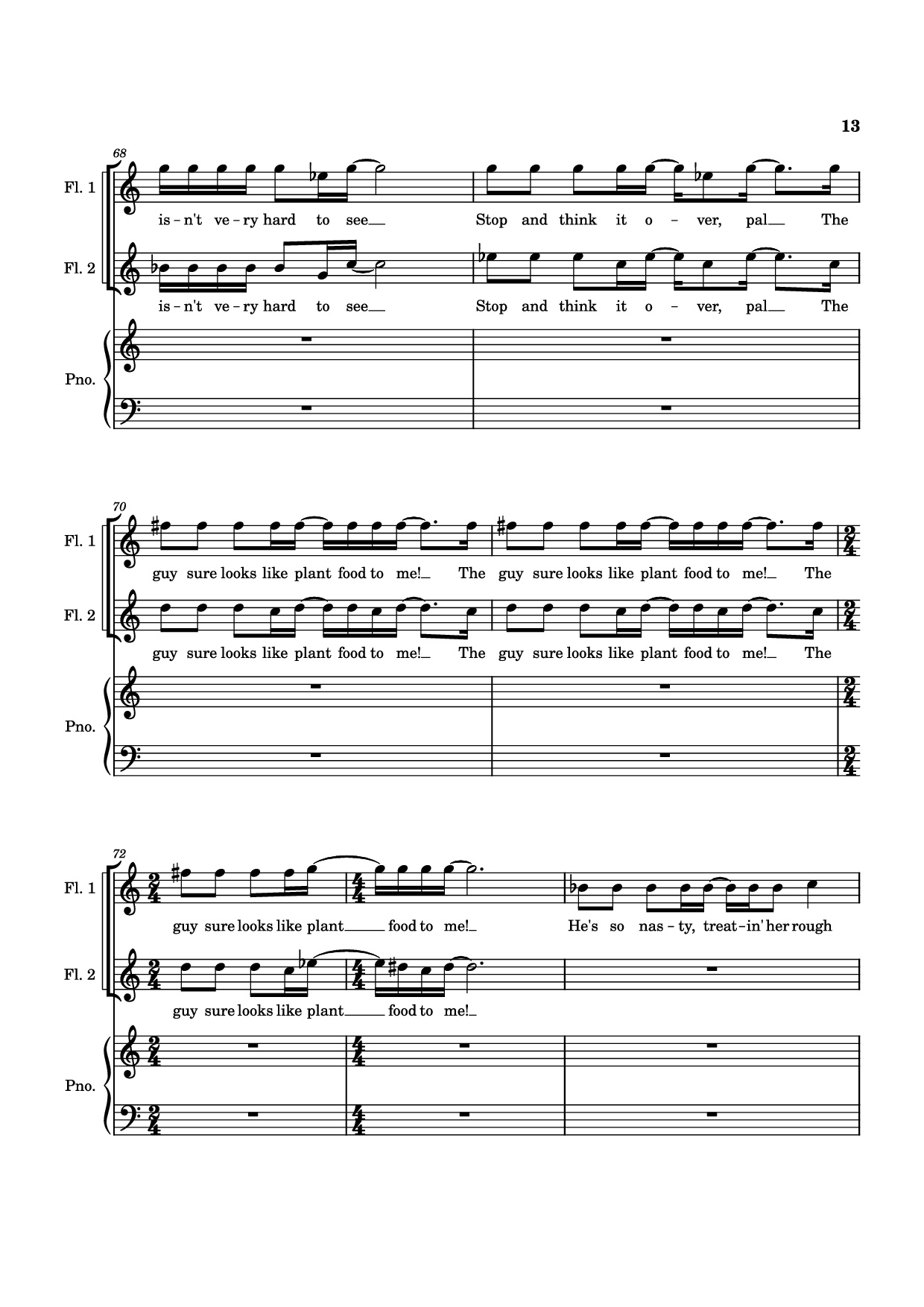 Page 13 of the piano sheet music PDF Piano – SUDDEN CHANGES Piano by Music by Alan Menken