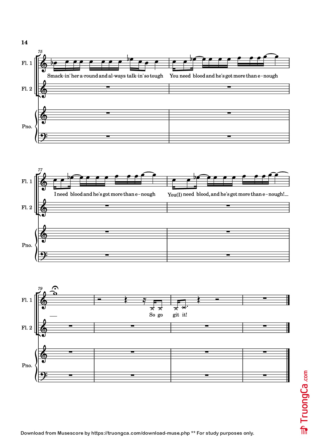Page 14 of the piano sheet music PDF Piano – SUDDEN CHANGES Piano by Music by Alan Menken