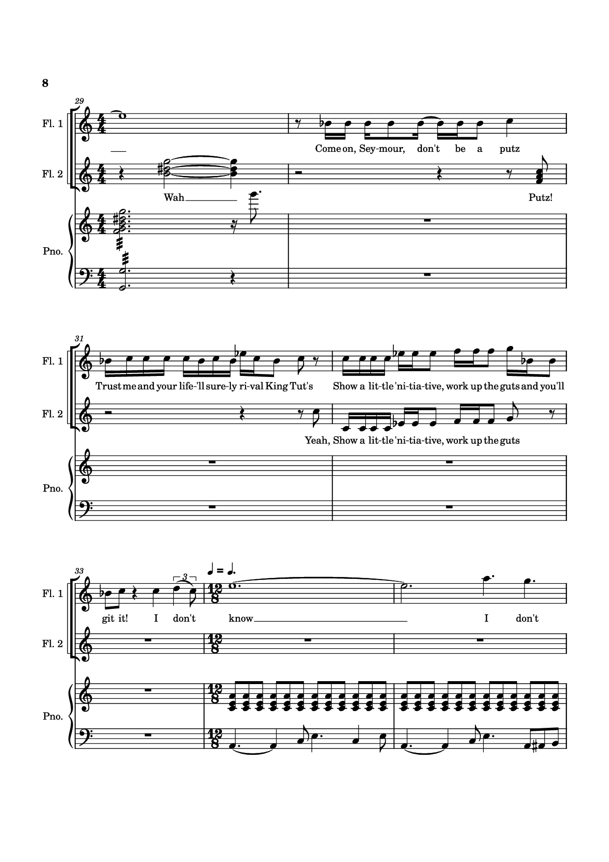 Page 8 of the piano sheet music PDF Piano – SUDDEN CHANGES Piano by Music by Alan Menken