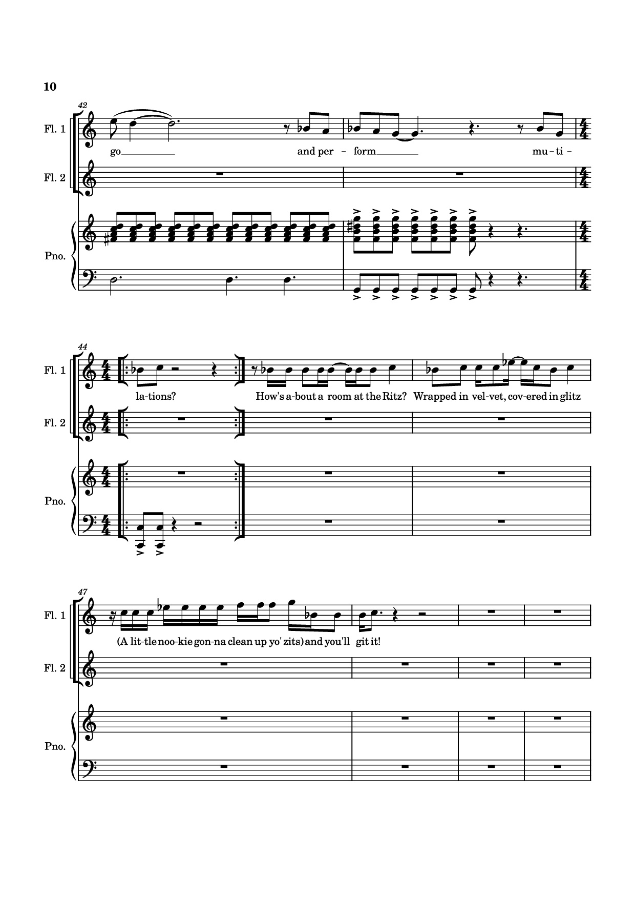 Page 10 of the piano sheet music PDF Piano – SUDDEN CHANGES Piano by Music by Alan Menken