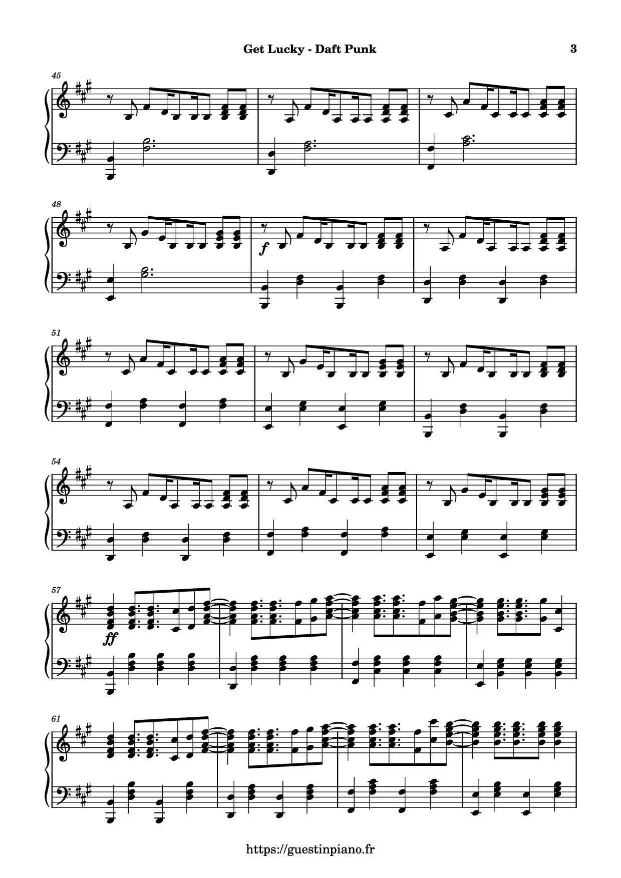Page 3 of the piano sheet music PDF Piano – Get Lucky Piano by Daft Punk