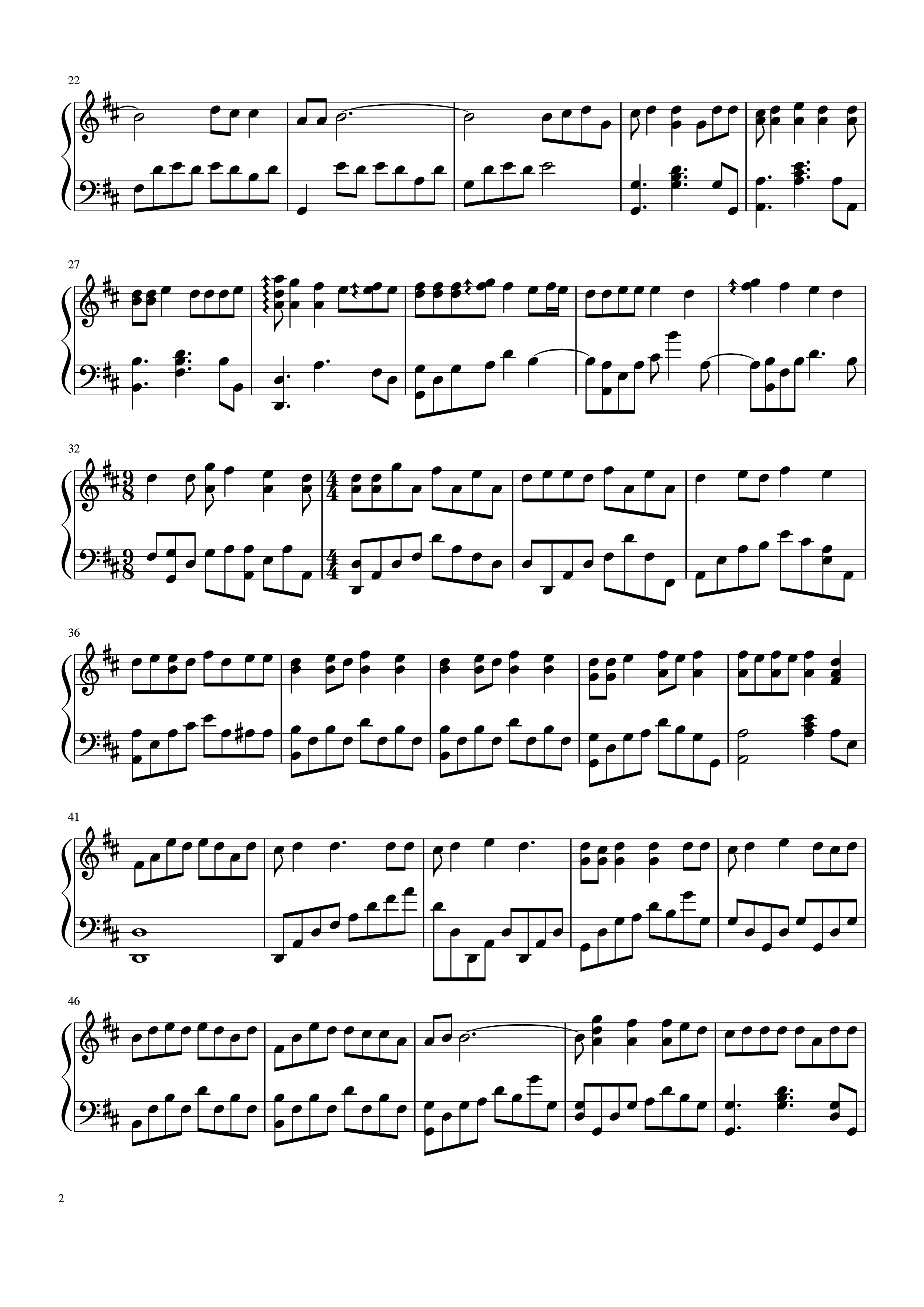 Page 2 of the piano sheet music PDF Piano – Love Story Piano by Taylor Swift