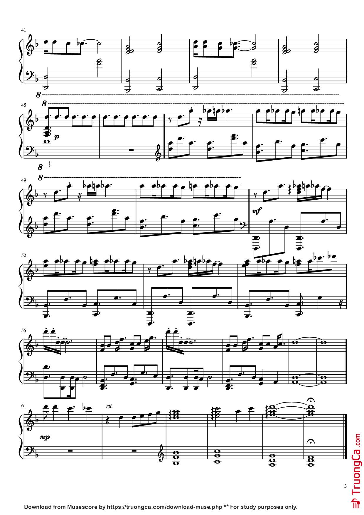 Page 3 of the piano sheet music PDF Piano – Vampire Killer Piano by Kinuyo Yamashita
