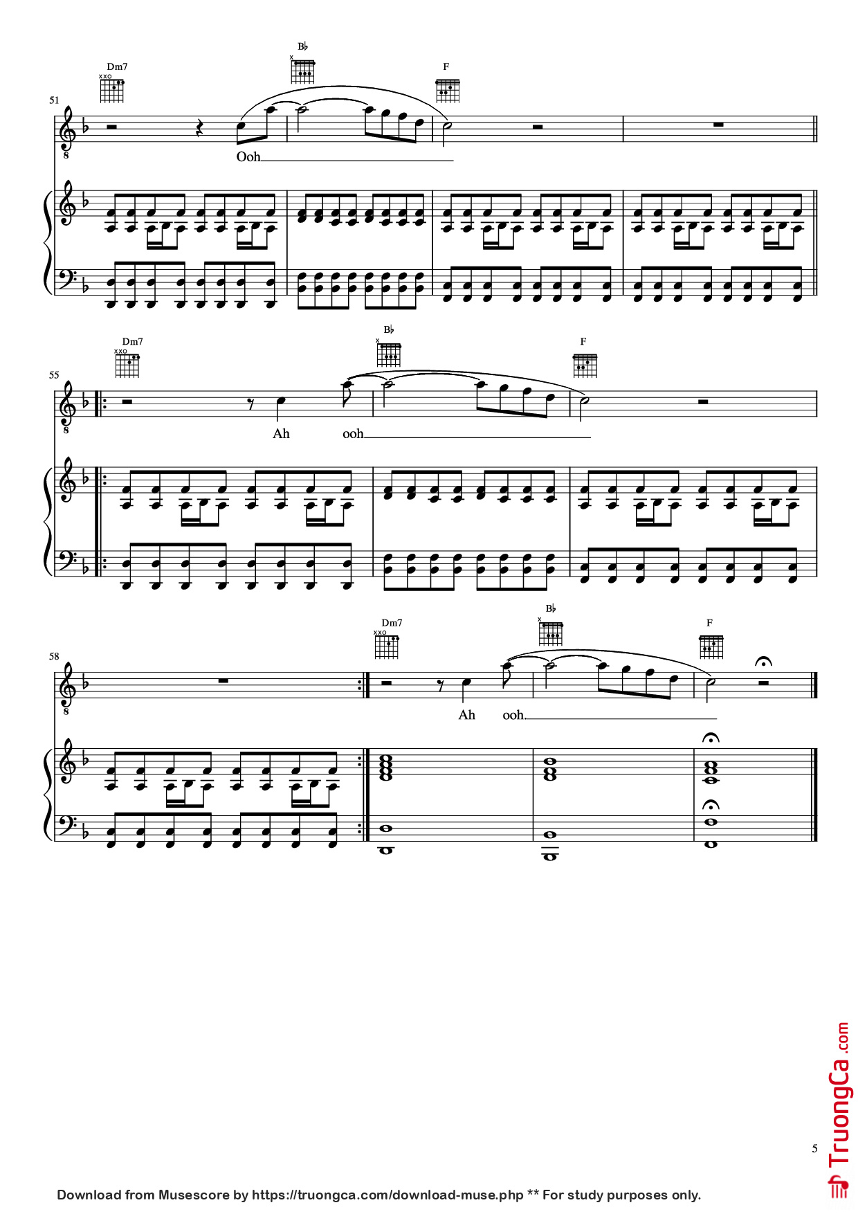 Page 5 of the piano sheet music PDF Piano – The Scientist Piano by Undefined
