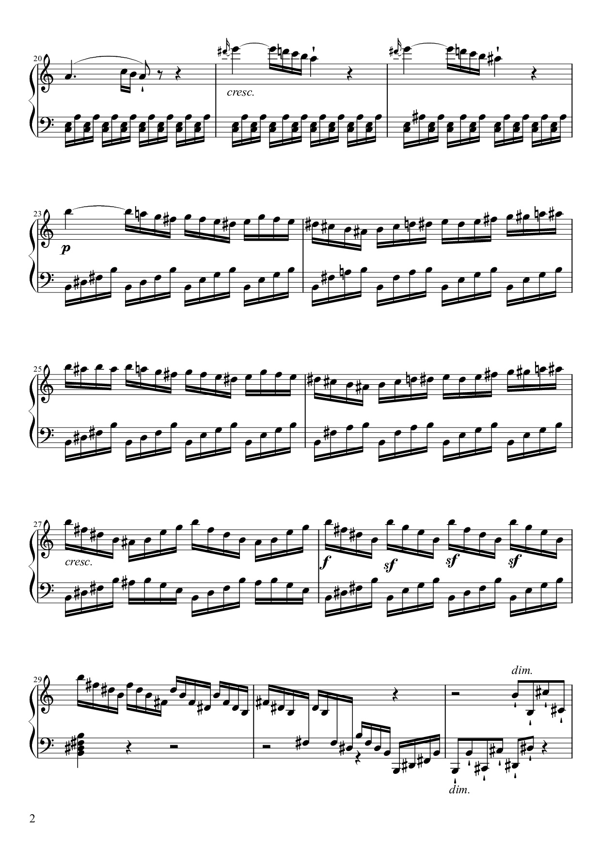 Page 2 of the piano sheet music PDF Piano – Sonate No. 21, Waldstein Piano by Ludwig van Beethoven