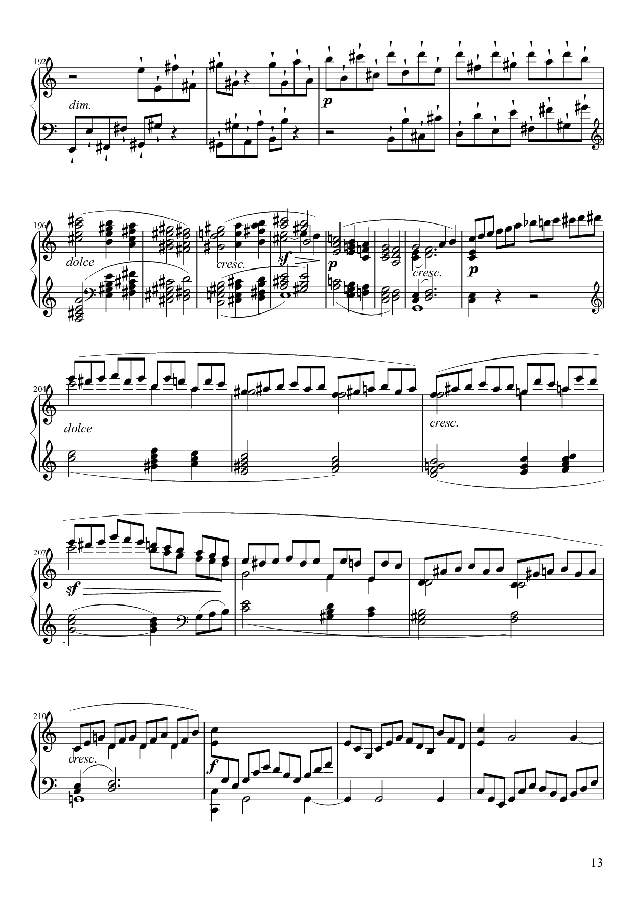Page 13 of the piano sheet music PDF Piano – Sonate No. 21, Waldstein Piano by Ludwig van Beethoven