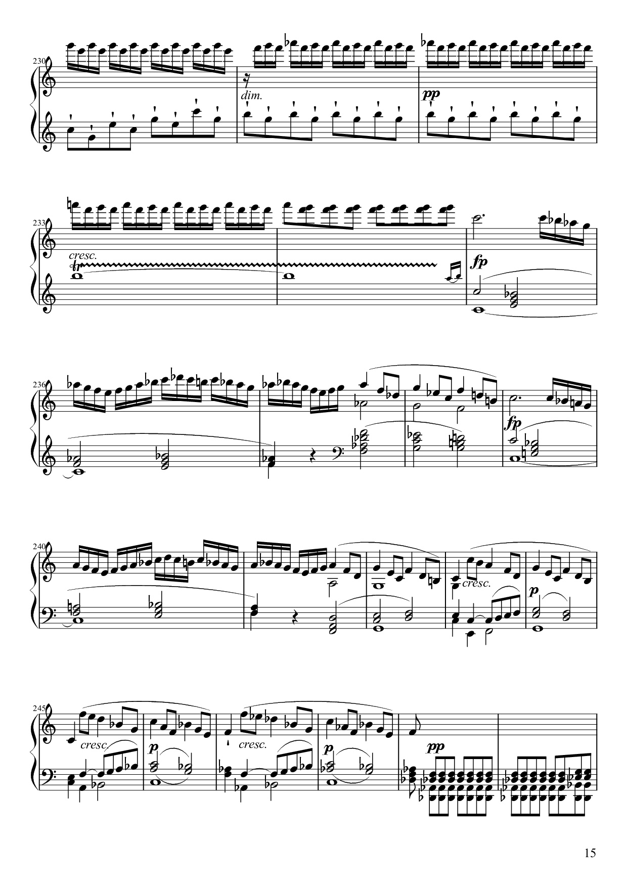 Page 15 of the piano sheet music PDF Piano – Sonate No. 21, Waldstein Piano by Ludwig van Beethoven