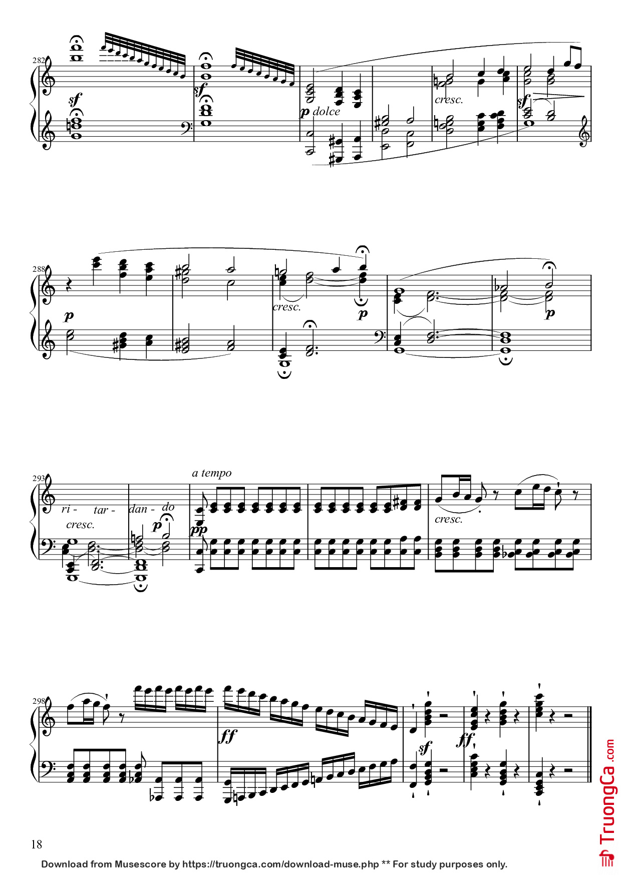 Page 18 of the piano sheet music PDF Piano – Sonate No. 21, Waldstein Piano by Ludwig van Beethoven