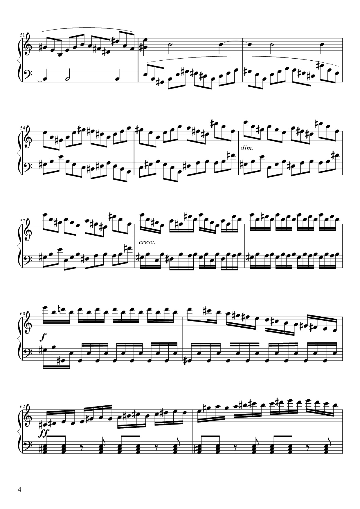 Page 4 of the piano sheet music PDF Piano – Sonate No. 21, Waldstein Piano by Ludwig van Beethoven
