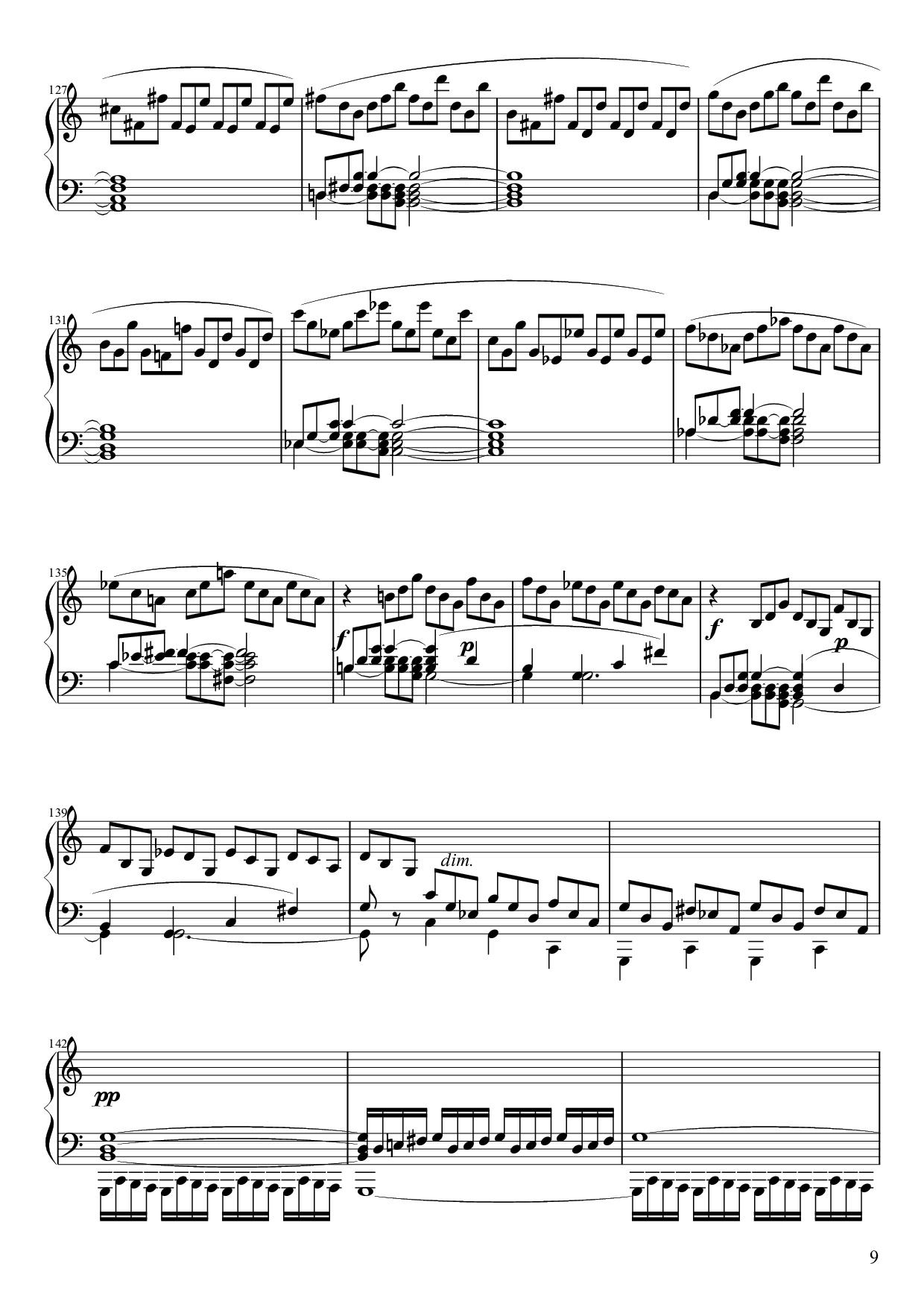 Page 9 of the piano sheet music PDF Piano – Sonate No. 21, Waldstein Piano by Ludwig van Beethoven