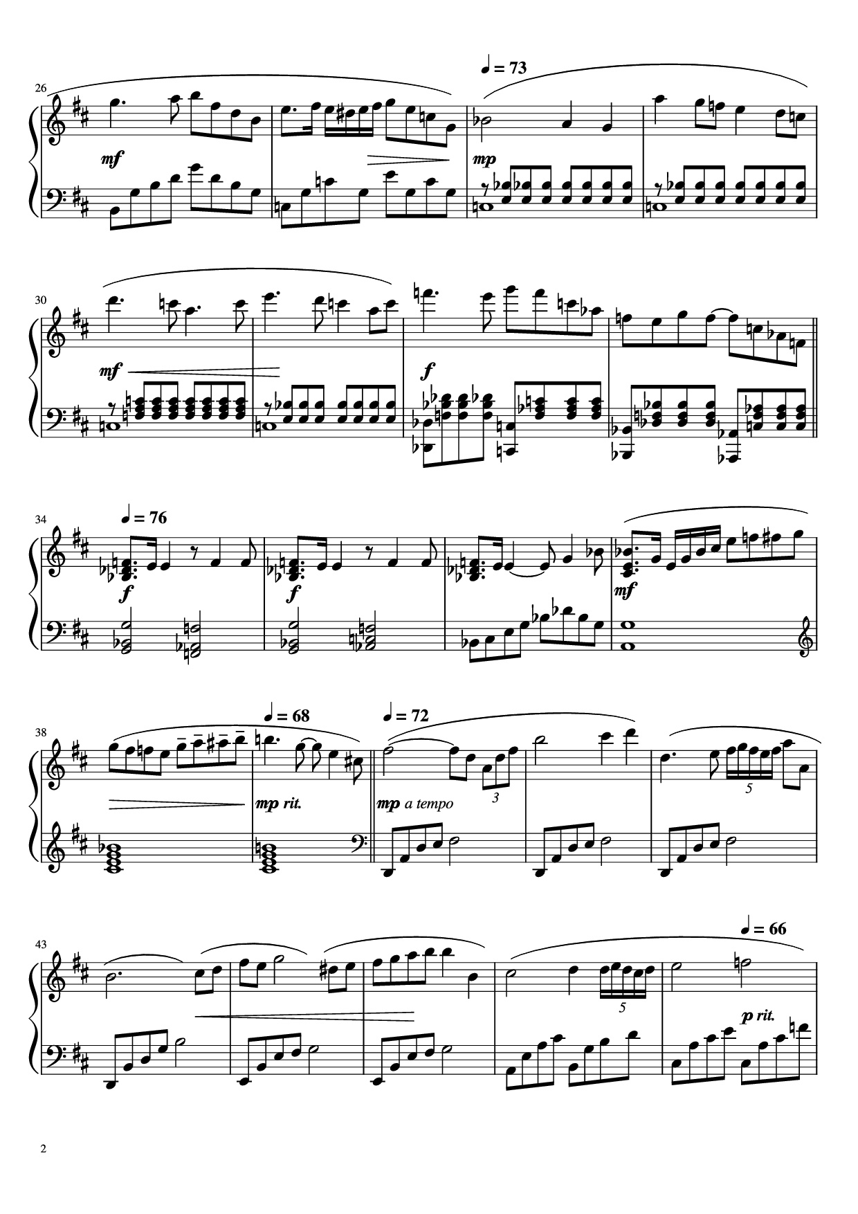 Page 2 of the piano sheet music PDF Piano – Meditation from Thais Piano by Music by J.Massnet