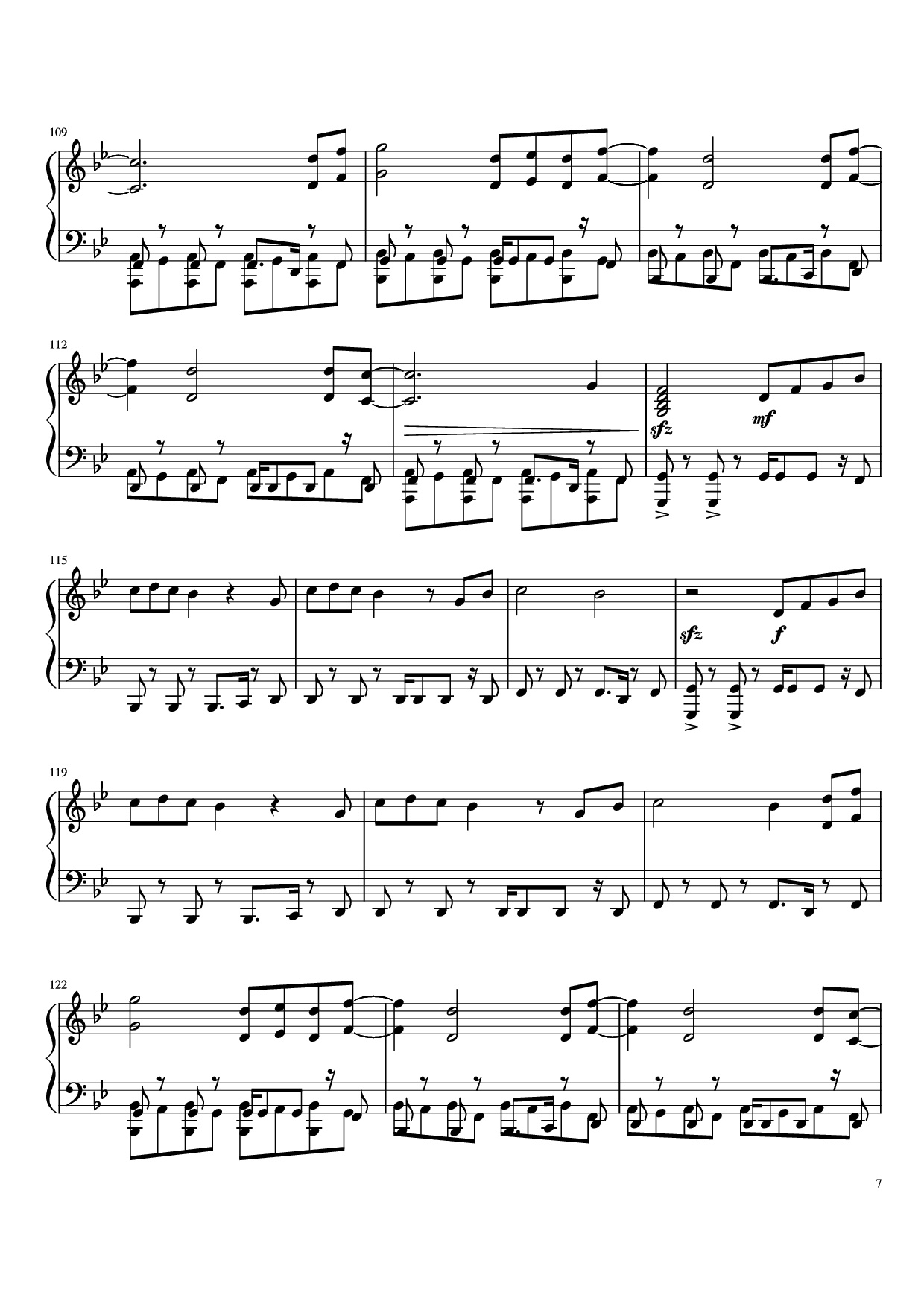 Page 7 of the piano sheet music PDF Piano – What Is Love Piano by Haddaway