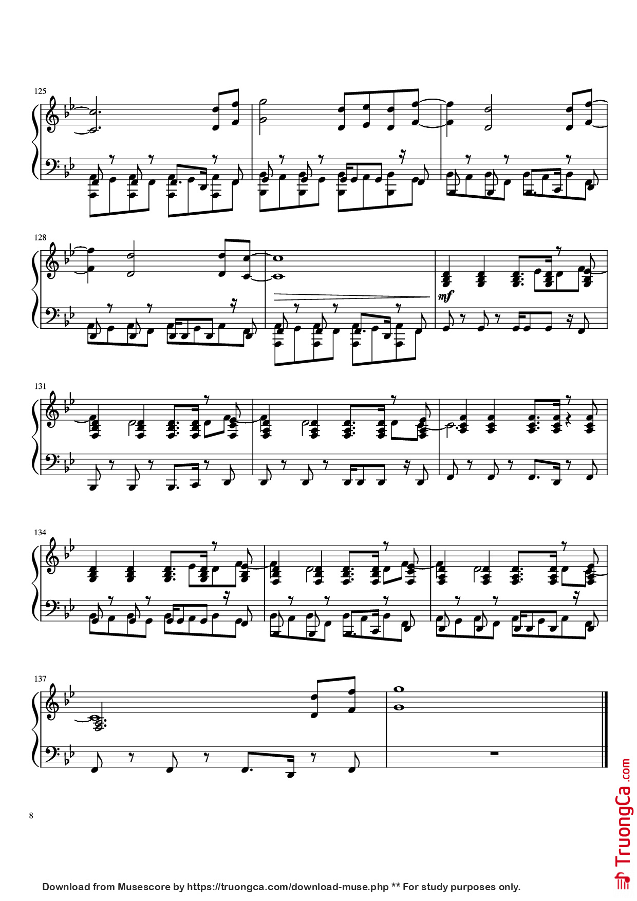Page 8 of the piano sheet music PDF Piano – What Is Love Piano by Haddaway