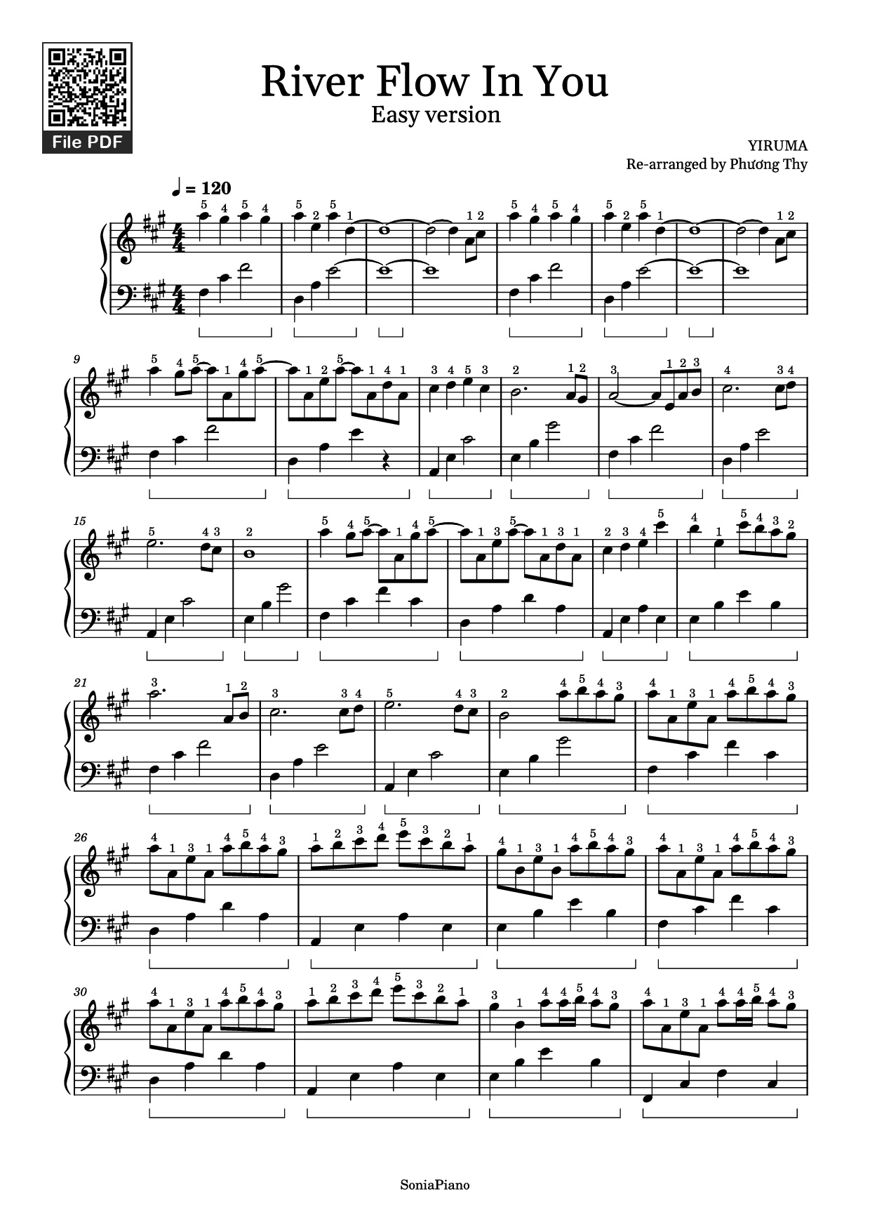 Page 1 of the piano sheet music PDF Piano – River Flow In You Piano by YIRUMA
