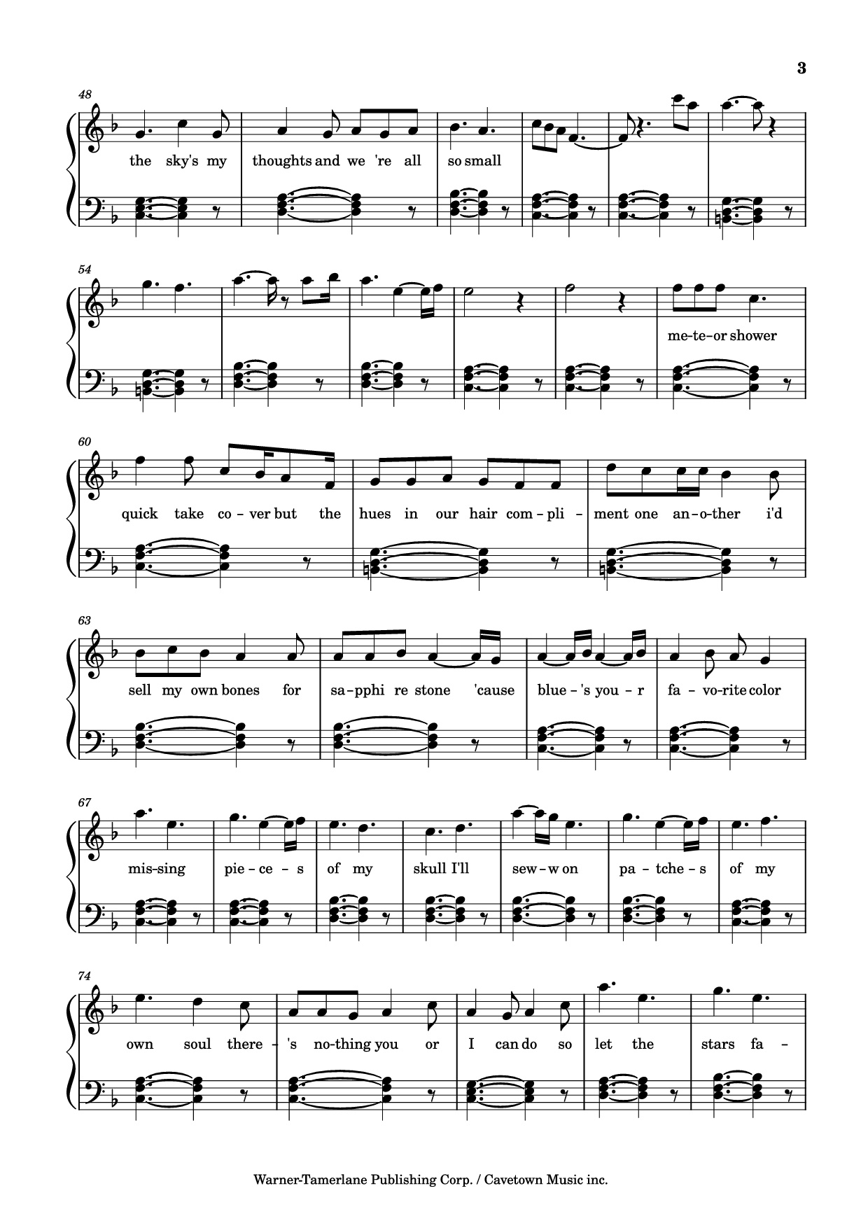 Page 3 of the piano sheet music PDF Piano – Meteor Shower Piano by Robin Skinner