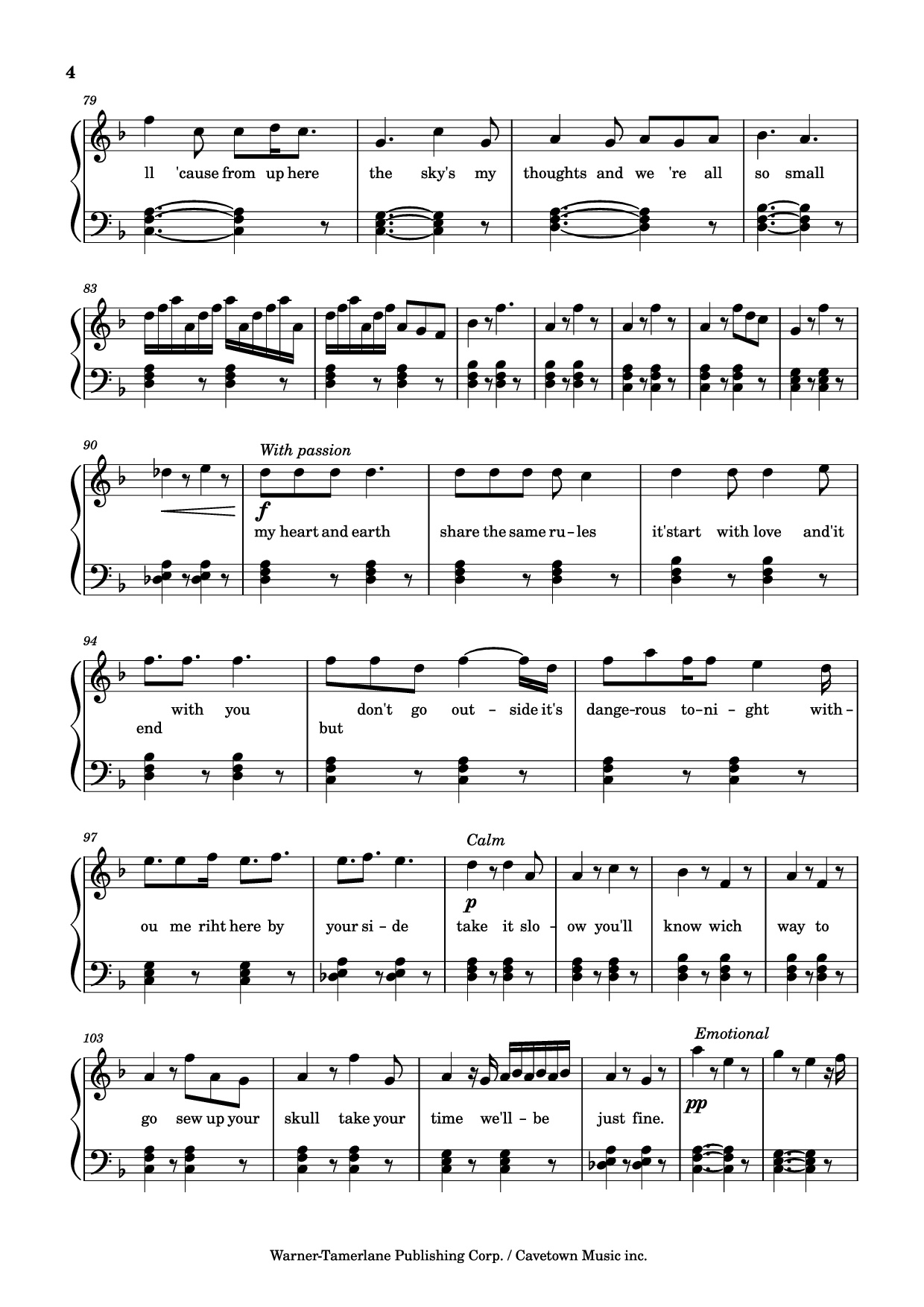 Page 4 of the piano sheet music PDF Piano – Meteor Shower Piano by Robin Skinner