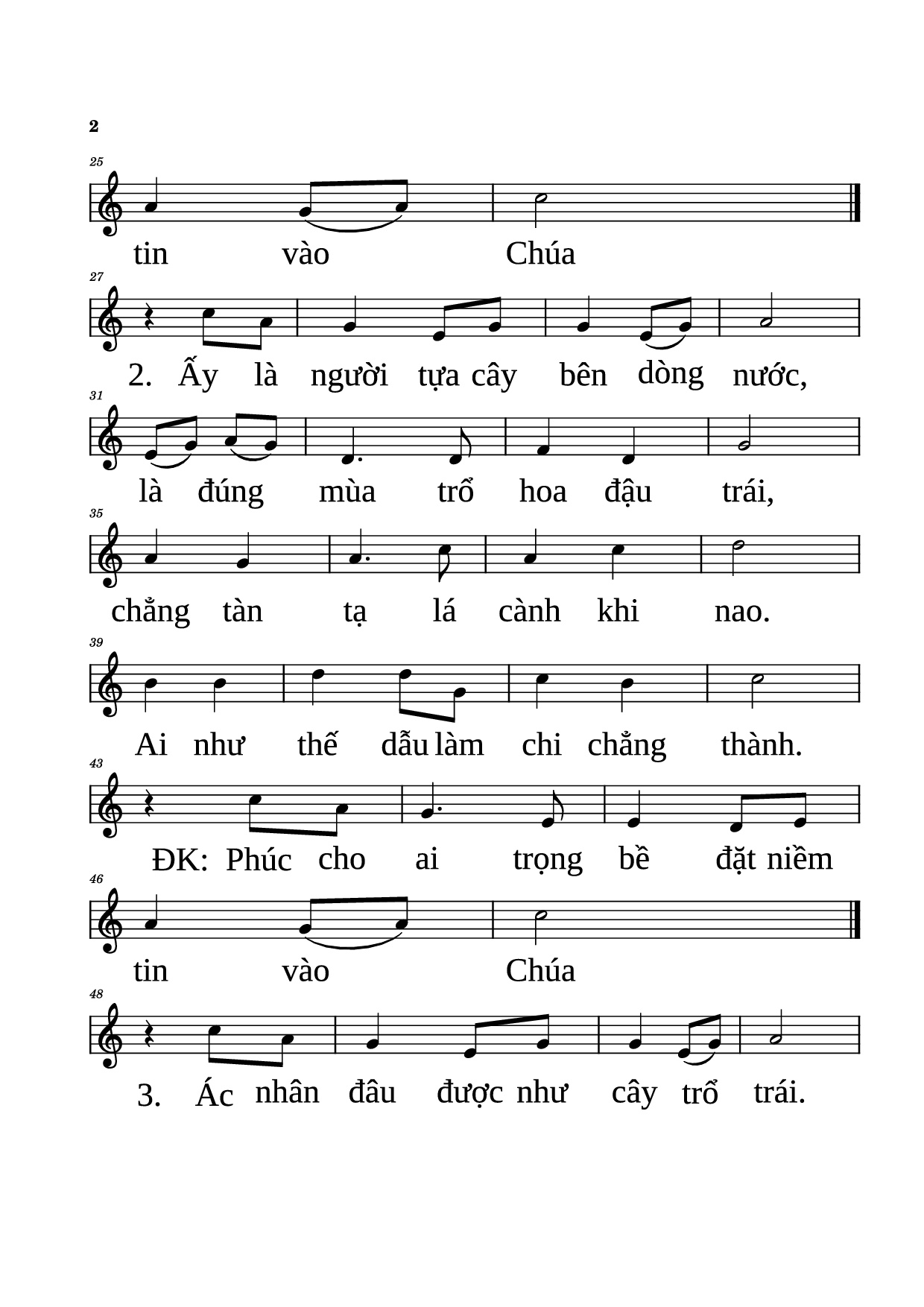 Page 2 of the piano sheet music PDF Piano – Tin vào Chúa Piano by NGỌC CẨN