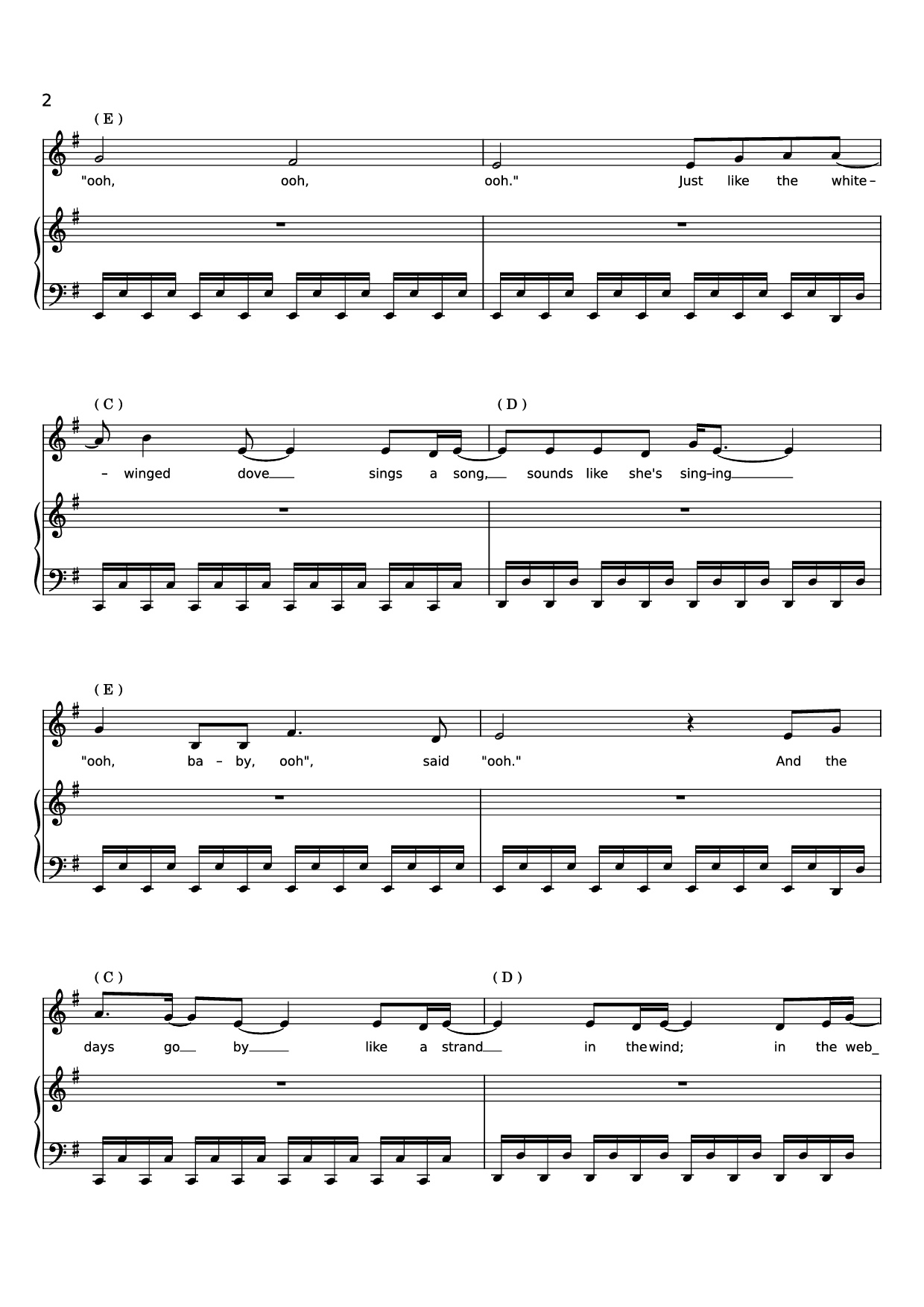 Page 2 of the piano sheet music PDF Piano – Edge of Seventeen Piano by STEVIE NICKS