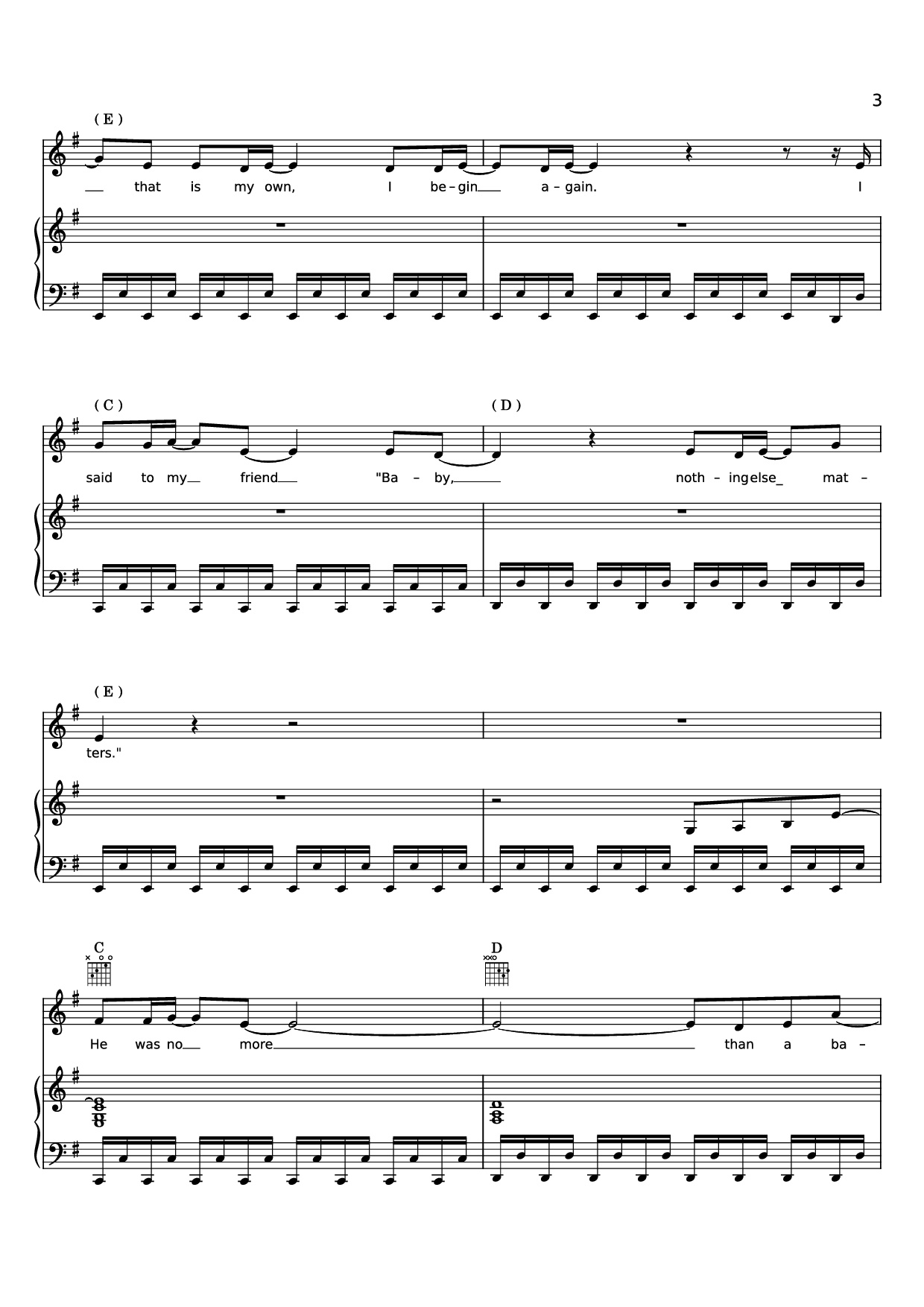 Page 3 of the piano sheet music PDF Piano – Edge of Seventeen Piano by STEVIE NICKS