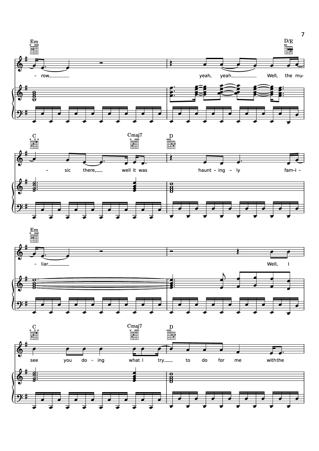 Page 7 of the piano sheet music PDF Piano – Edge of Seventeen Piano by STEVIE NICKS